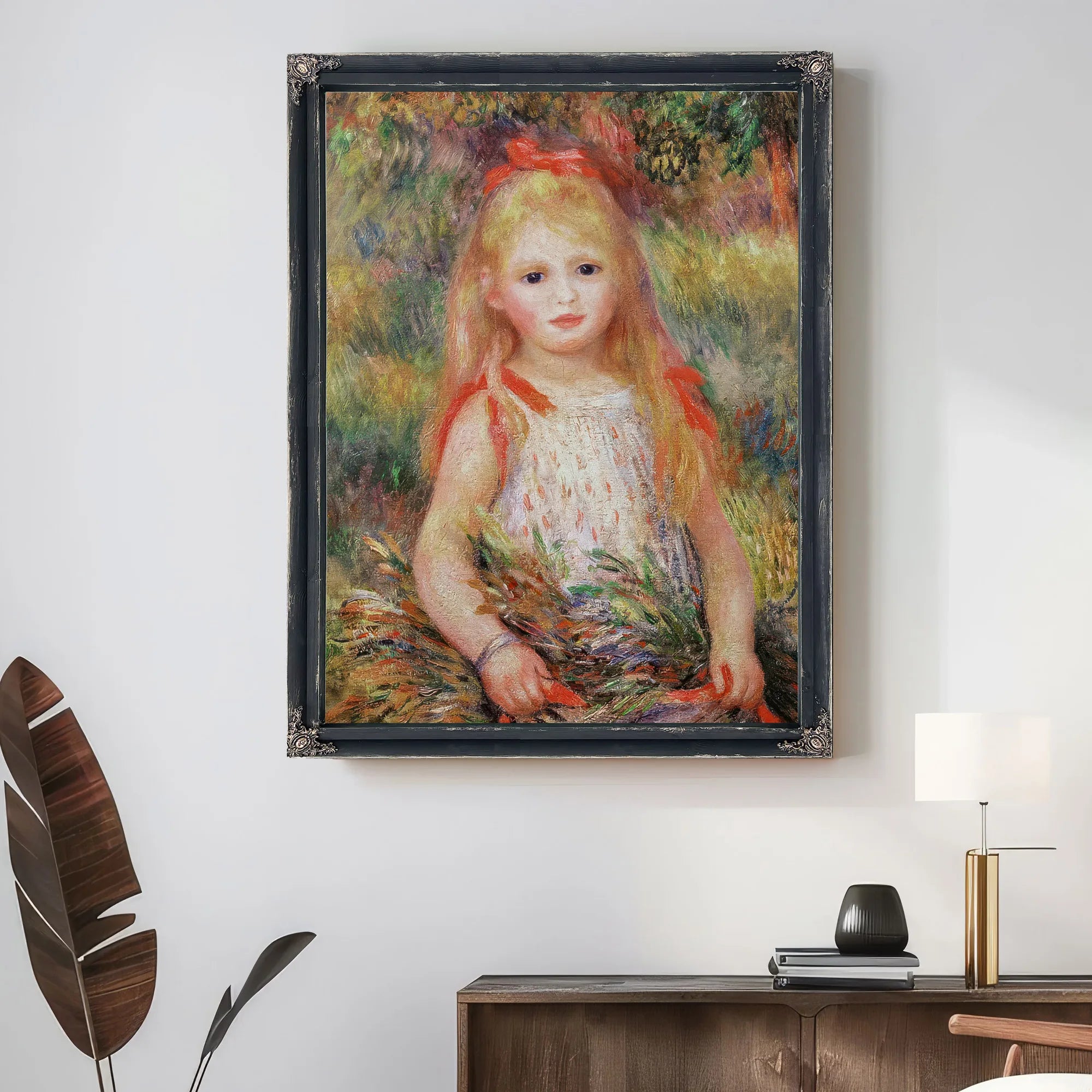 Little Girl Carrying Flowers, Or The Little Gleaner By Pierre Auguste Renoir Fine Art Print