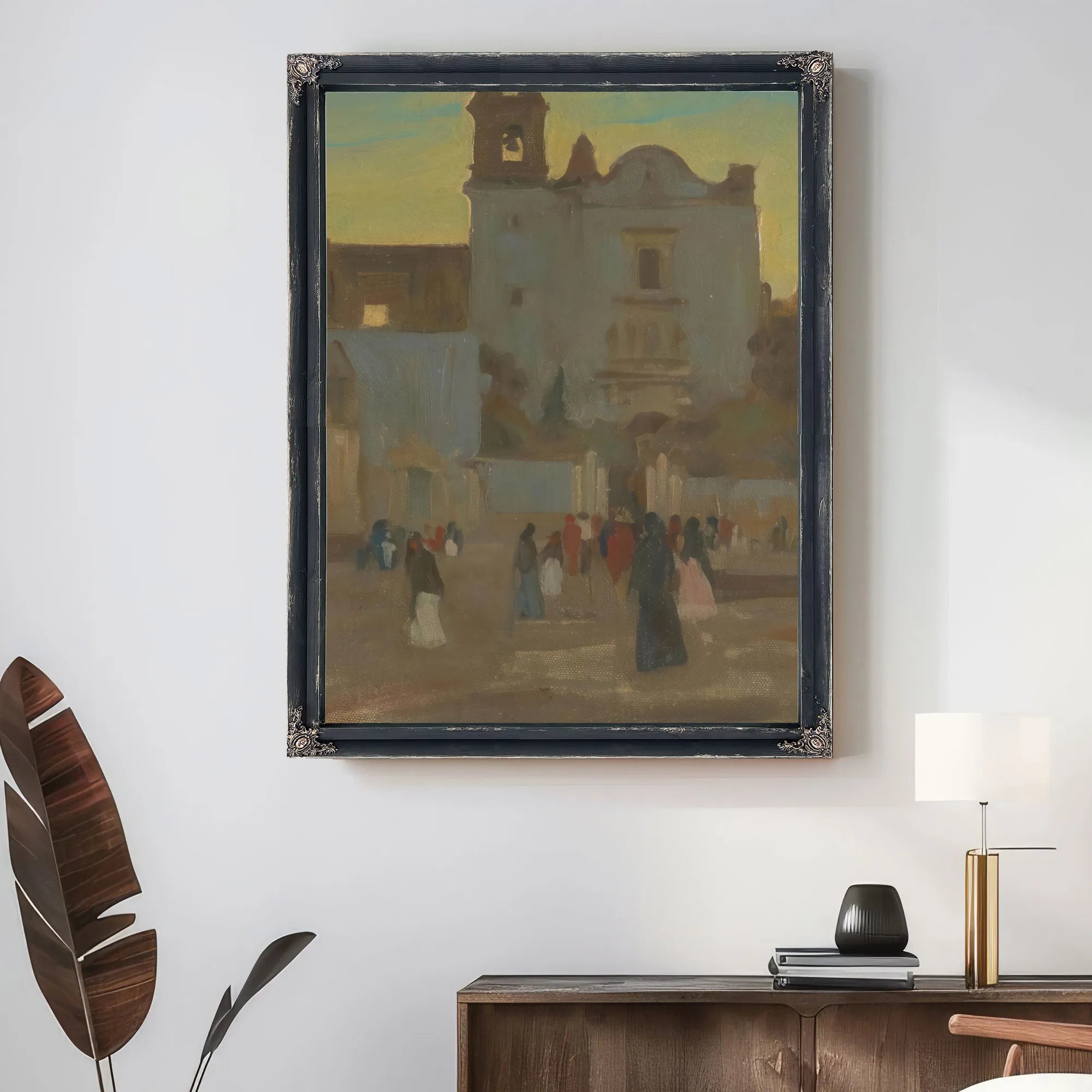 Early Mass At San Juan De Dios Guadelajara 1905 By Maynard Dixon Fine Art Print