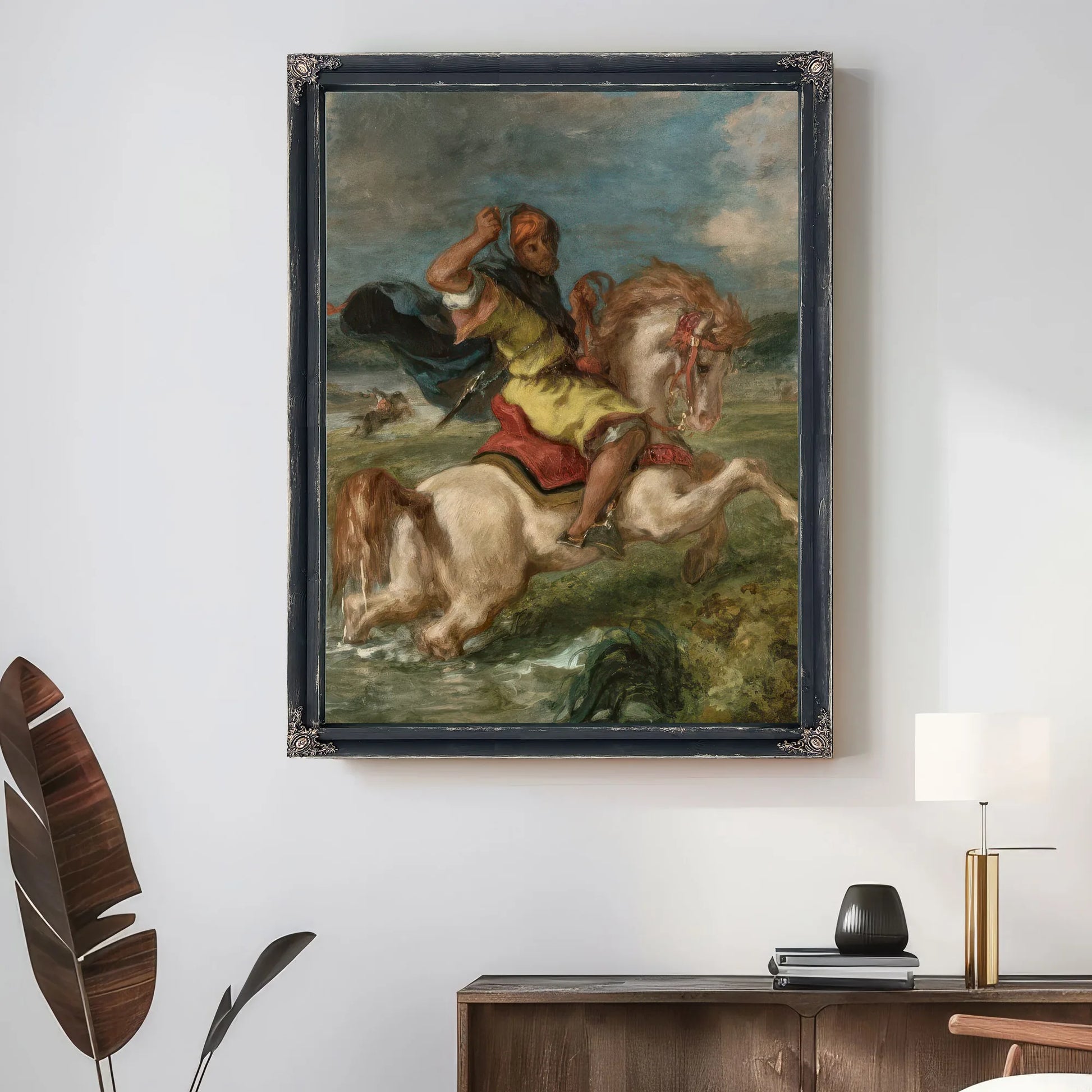 Moroccan Horseman Crossing A Ford By Ferdinand Victor Eugene Delacroix Fine Art Print