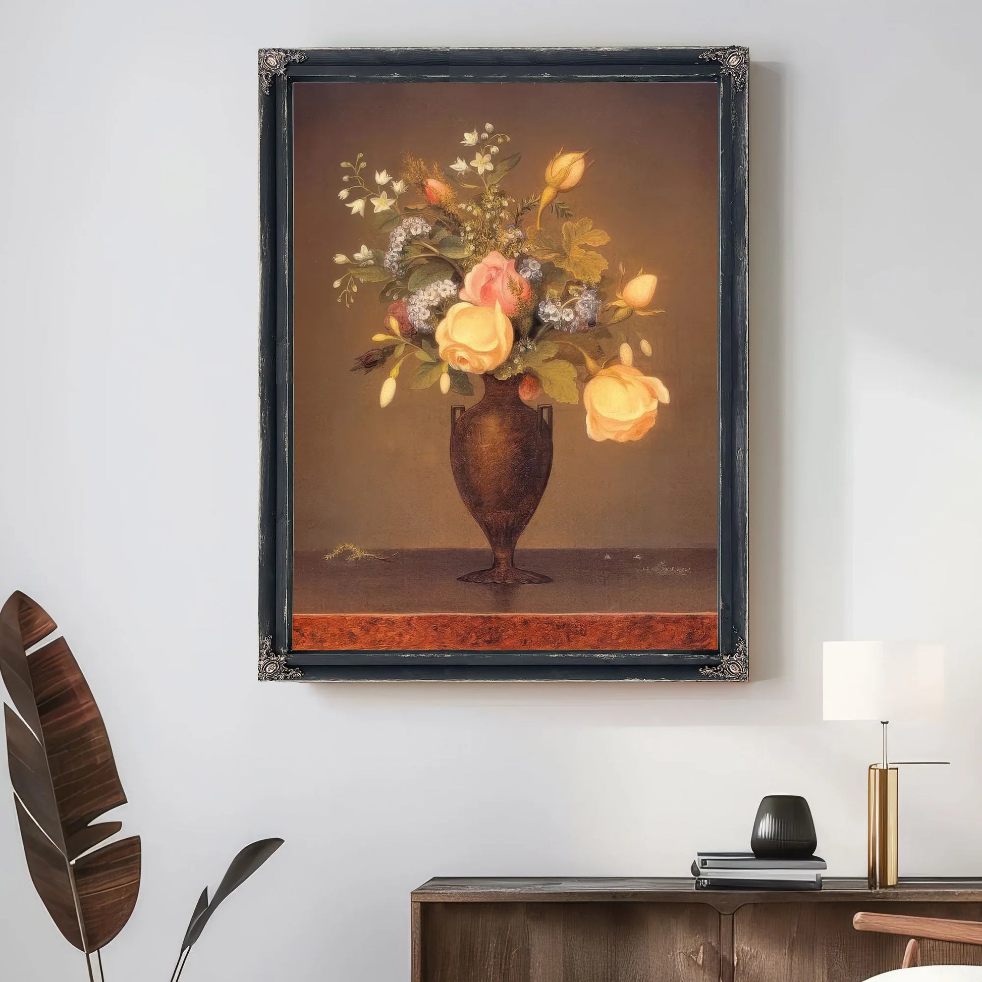 Wildflowers In A Brown Vase By Martin Johnson Heade Fine Art Print