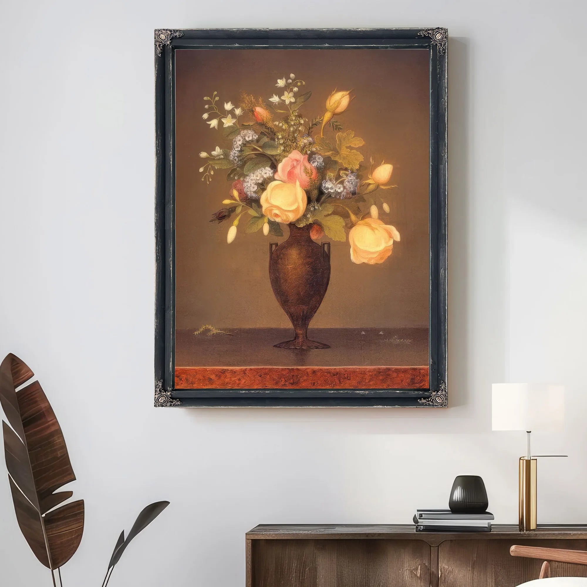 Wildflowers In A Brown Vase By Martin Johnson Heade Fine Art Print