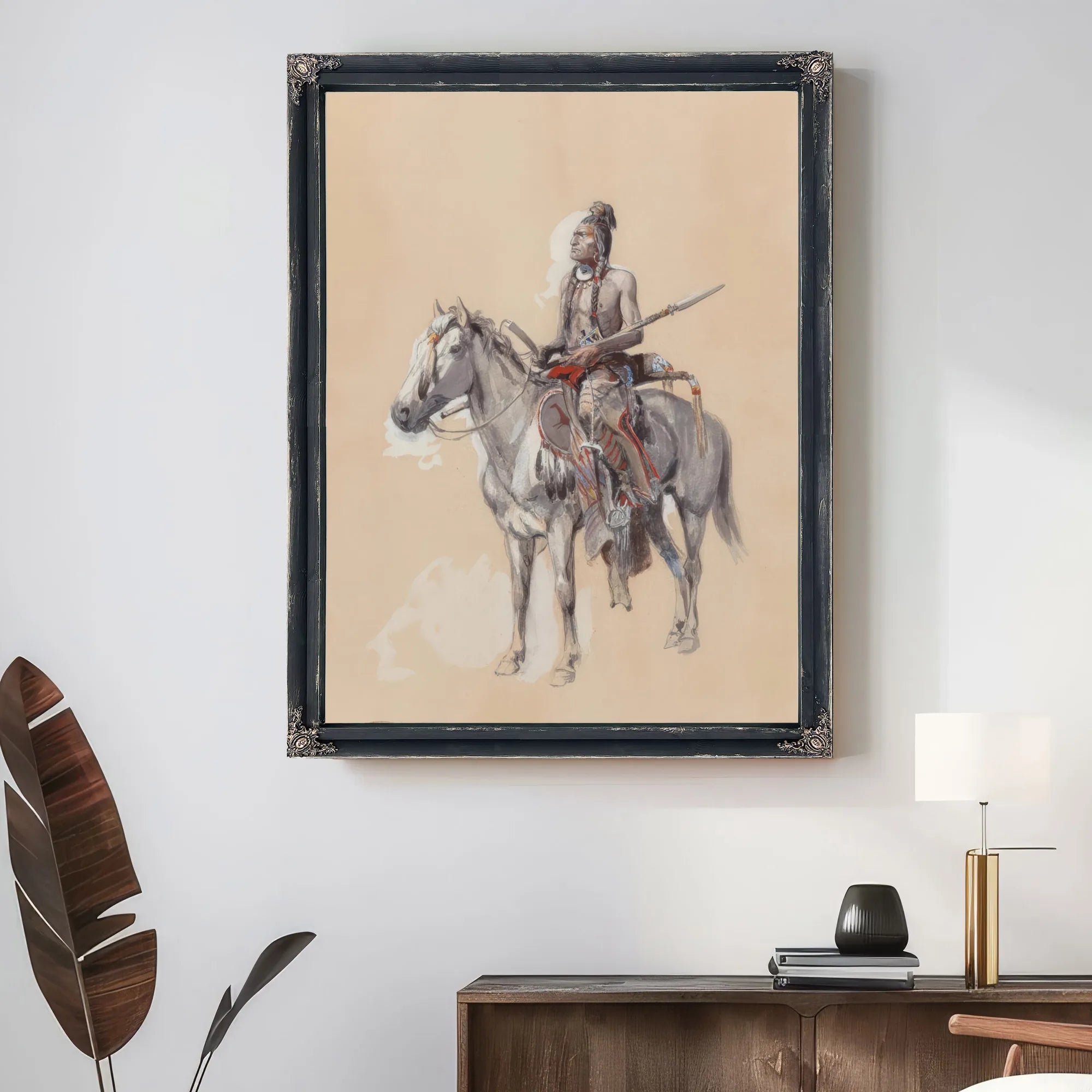 Indian On Horseback 1900 By Charles Marion Russell Fine Art Print