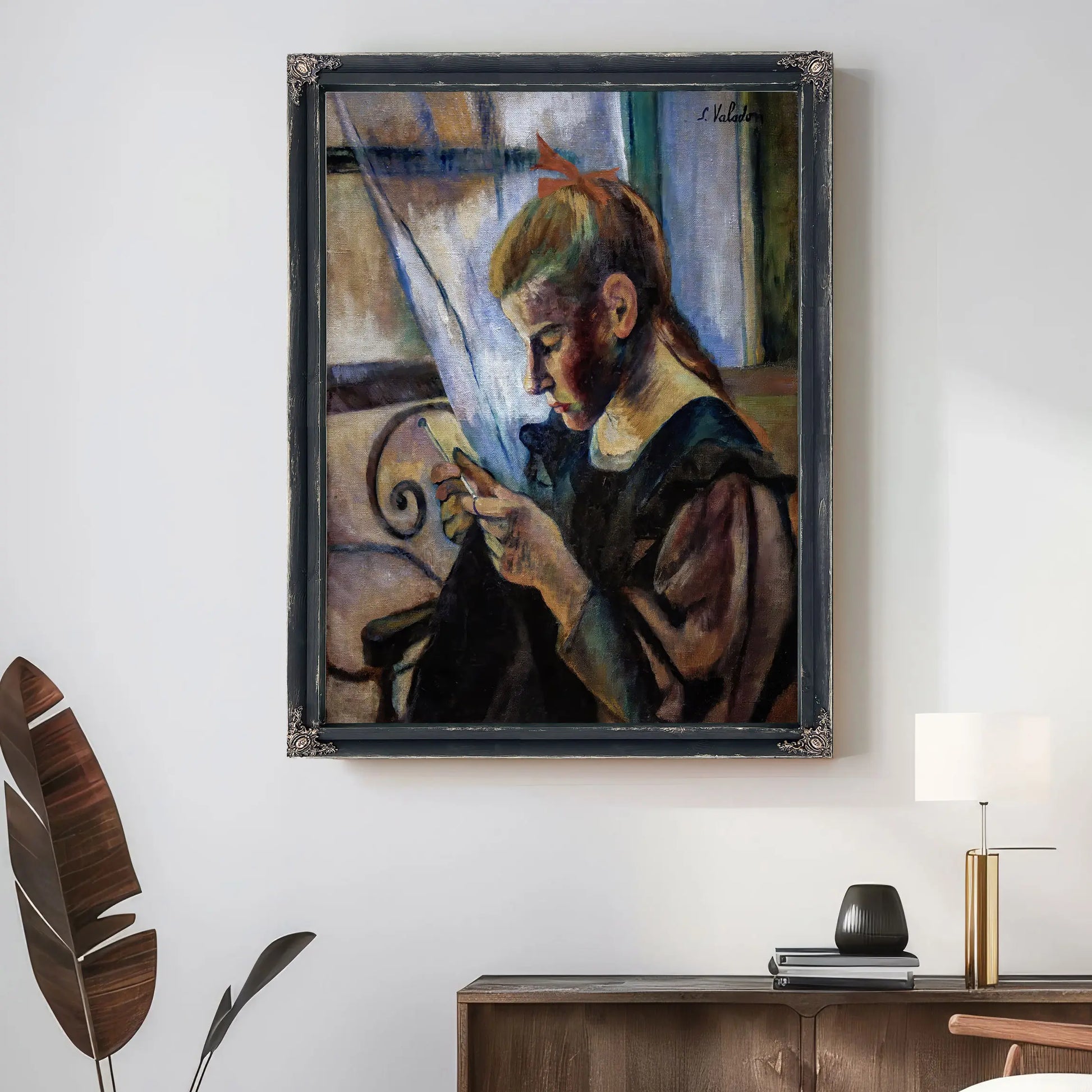Jeune Femme Faisant Du Crochet Par Centre Pompidou by Suzanne Valadon