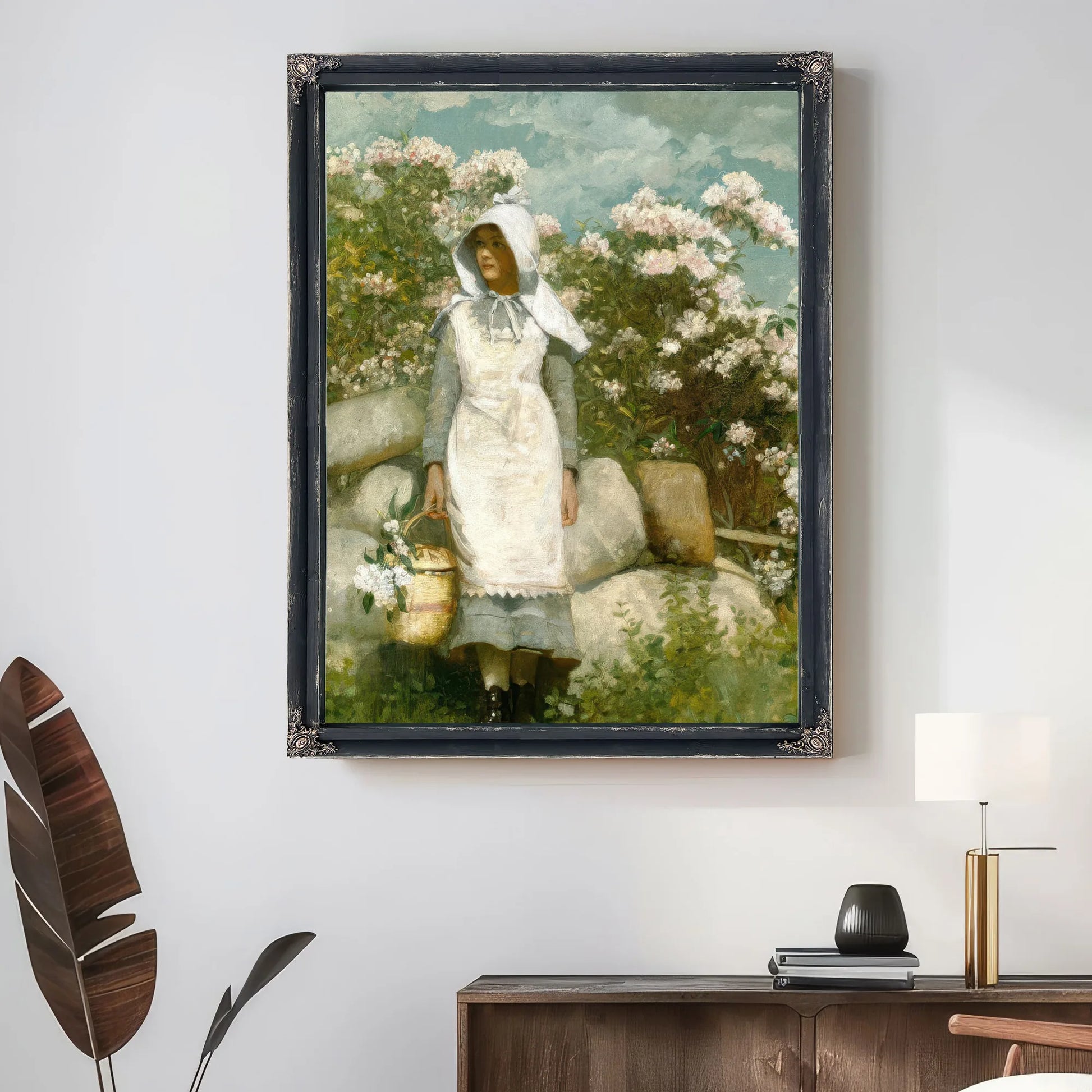 Girl And Laurel By Winslow Homer Fine Art Print