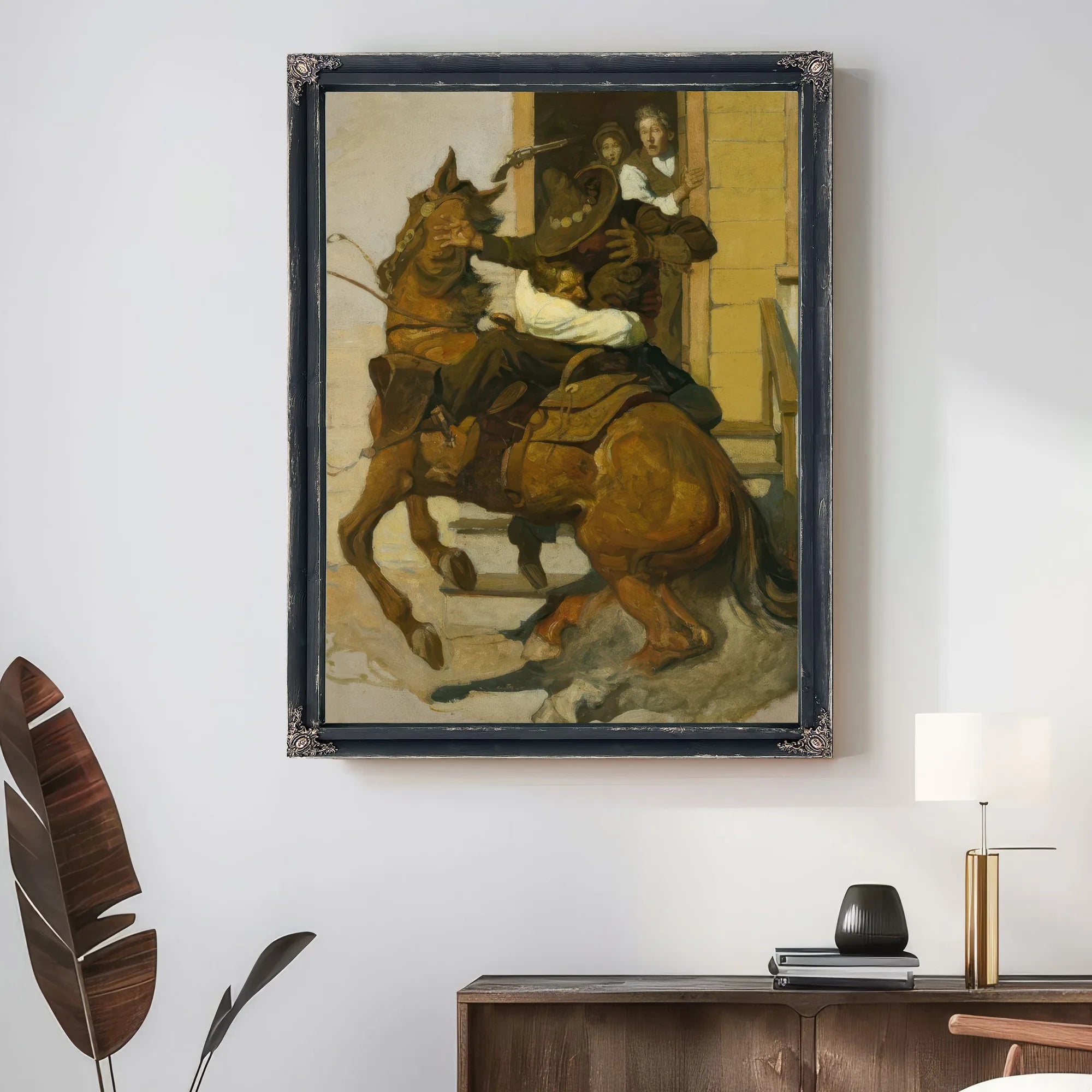 But Sir Henry Never Stopped. By NC Wyeth Fine Art Print