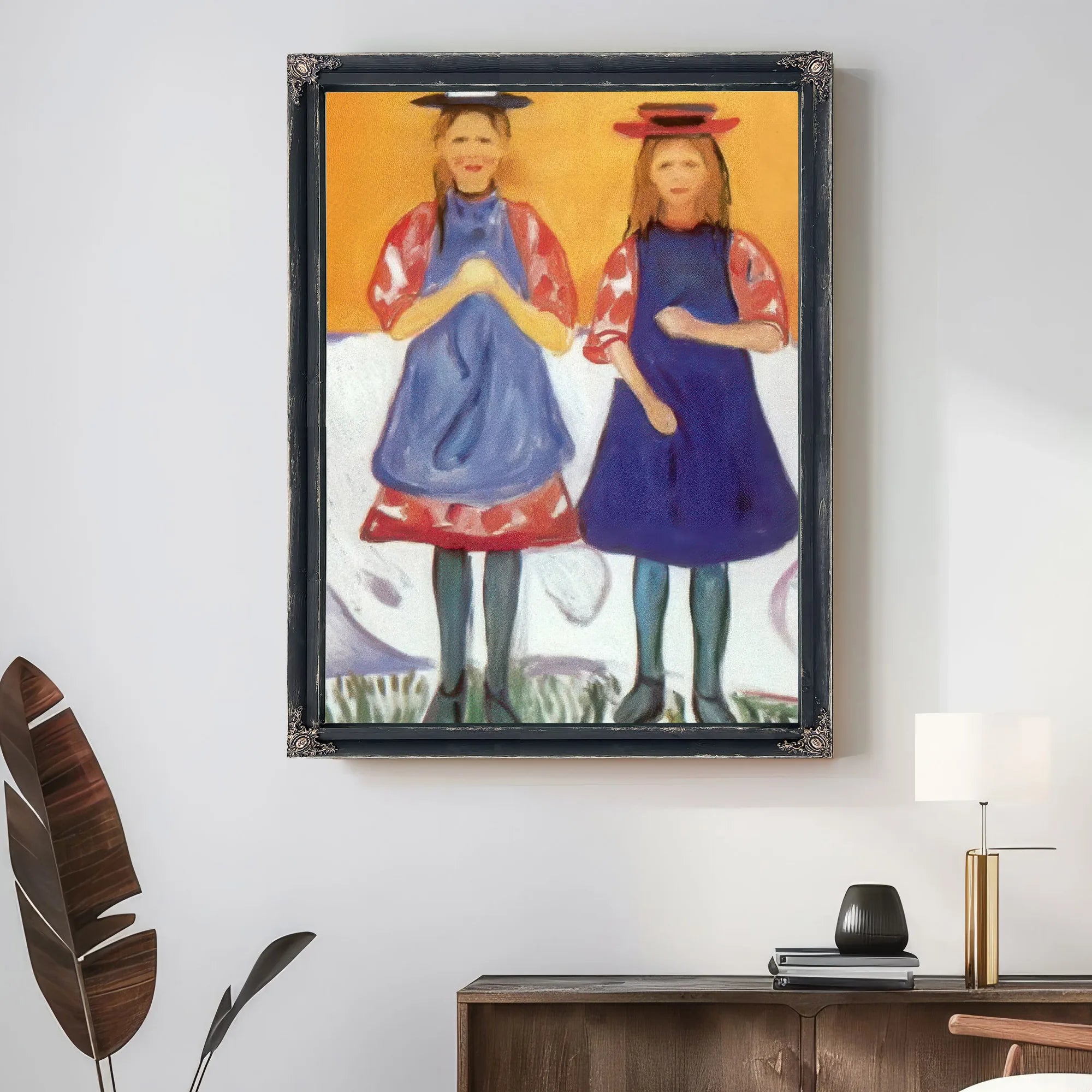 Two Girls In Blue Smocks 190405 By Edvard Munch Fine Art Print
