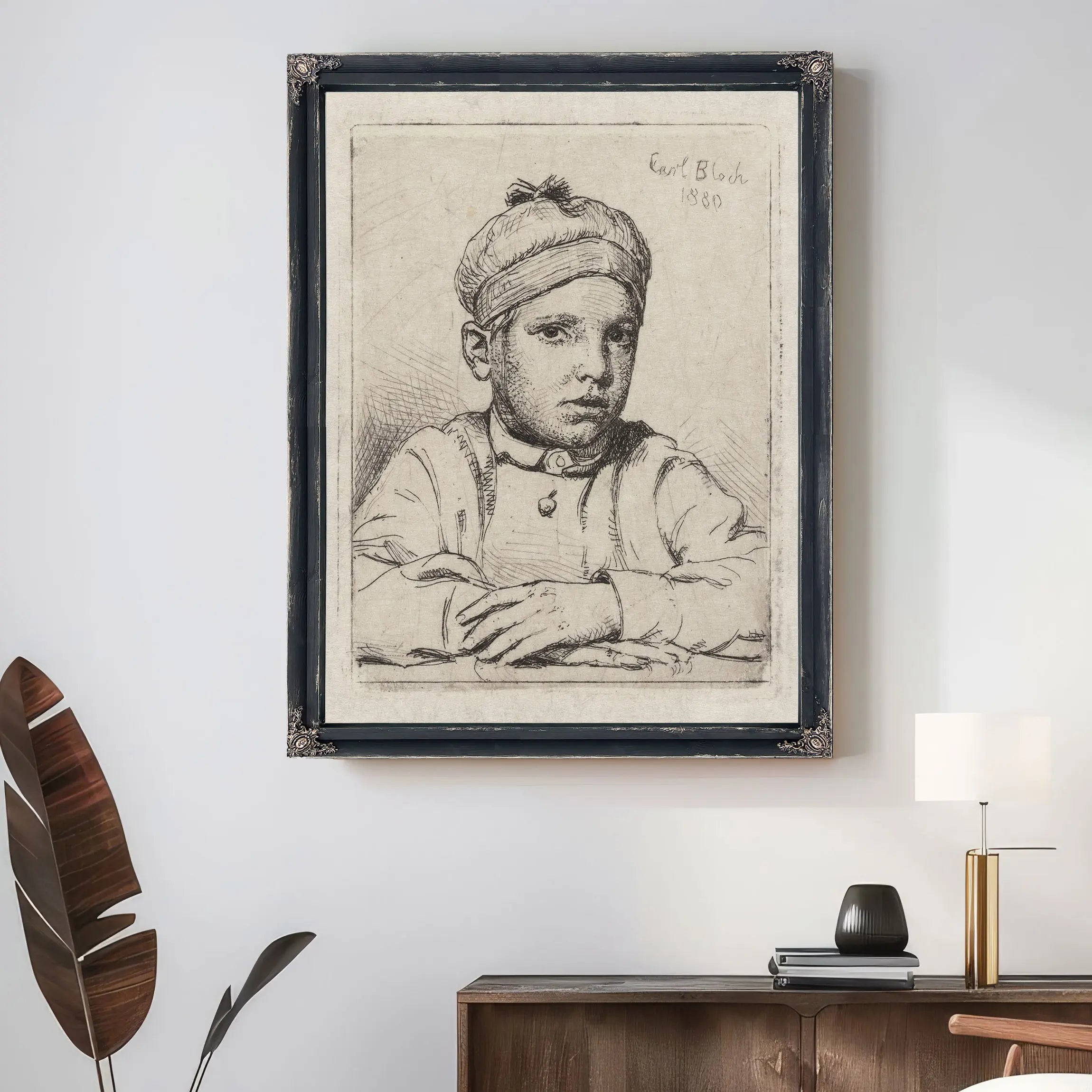 Drengen Med Hue Pa Hovedet Barneportraet Af Emanuel Trepka Bloch by Carl Bloch