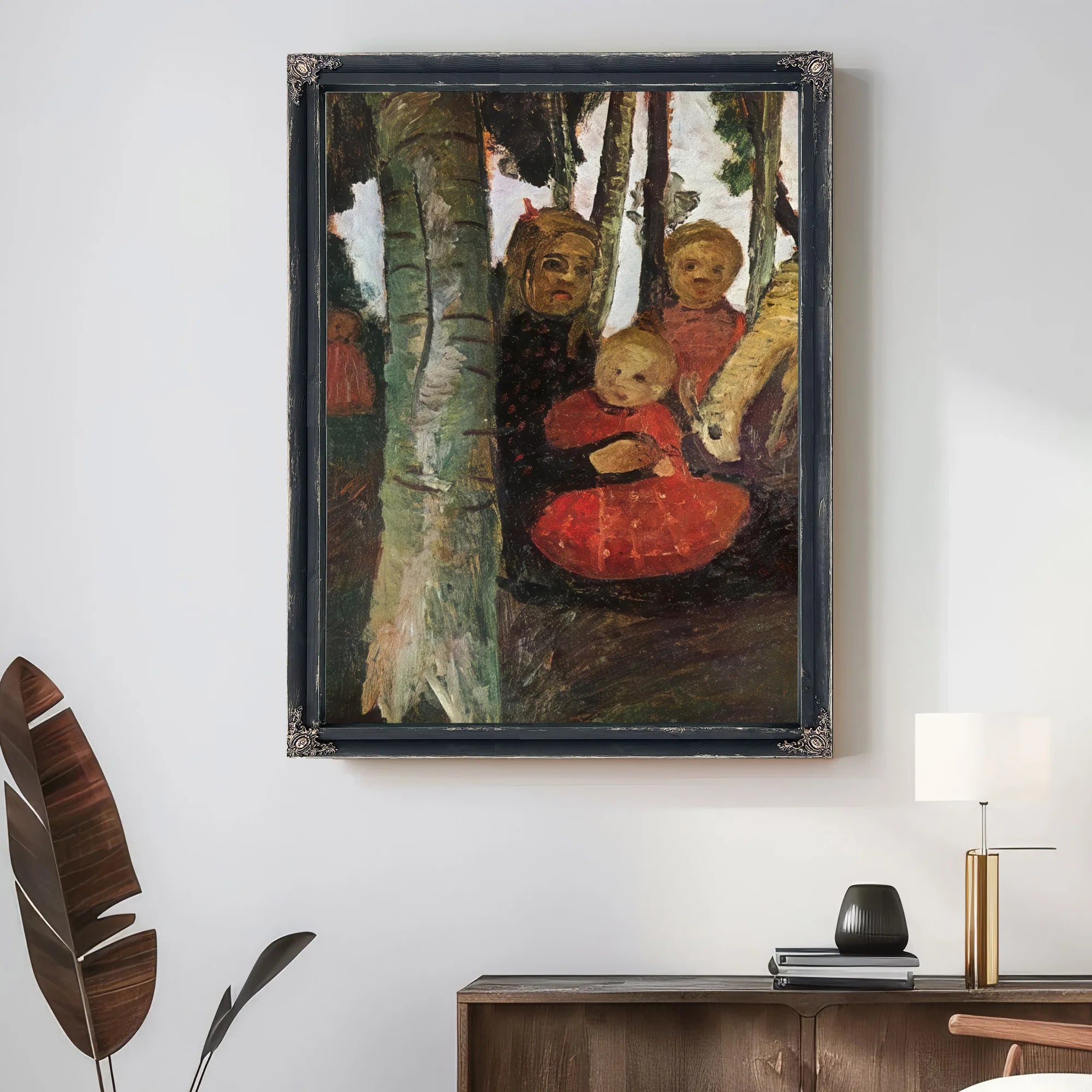 Three Children With Goat In The Birch Forest By Paula Modersohn Becker Fine Art Print