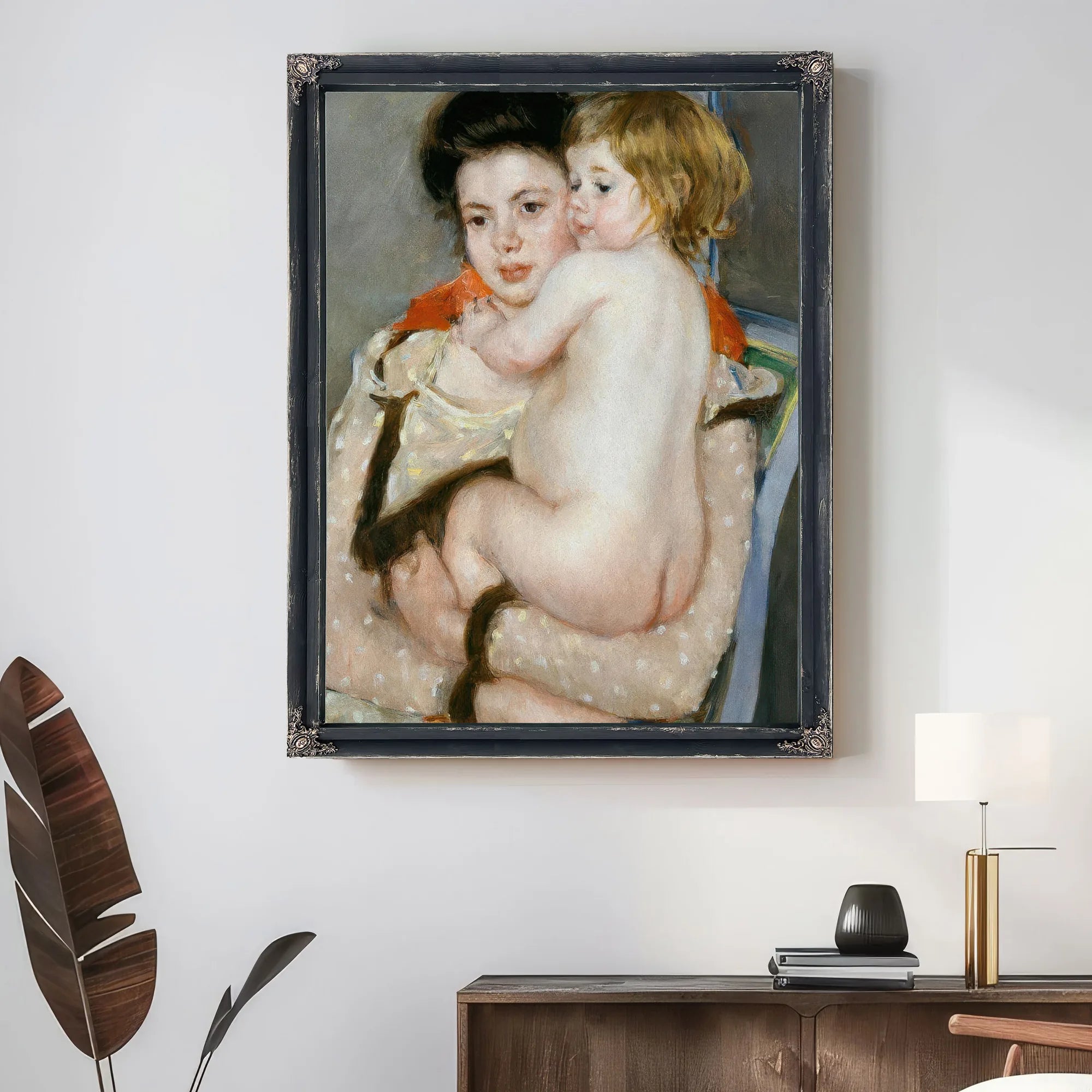 Reine Lefebvre Holding A Nude Baby (Mother And Child) By Mary Cassatt Fine Art Print
