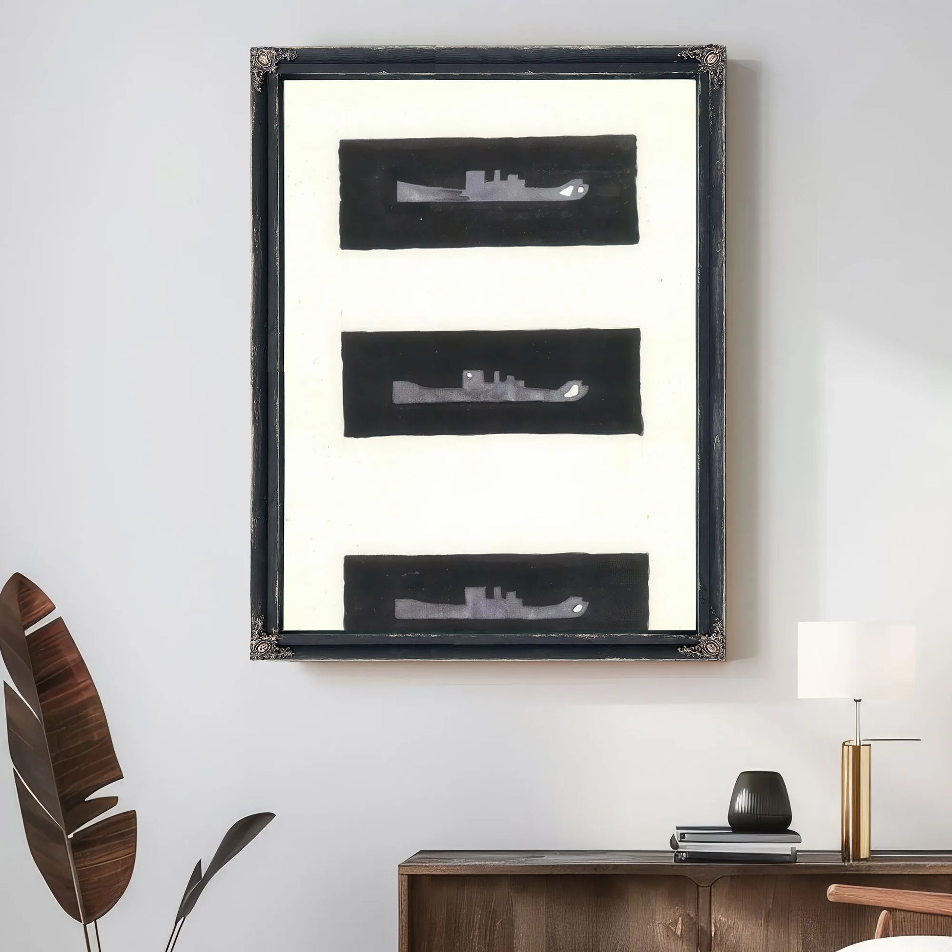 Study Of Four Ships On The Horizon By Abbott Handerson Thayer Fine Art Print