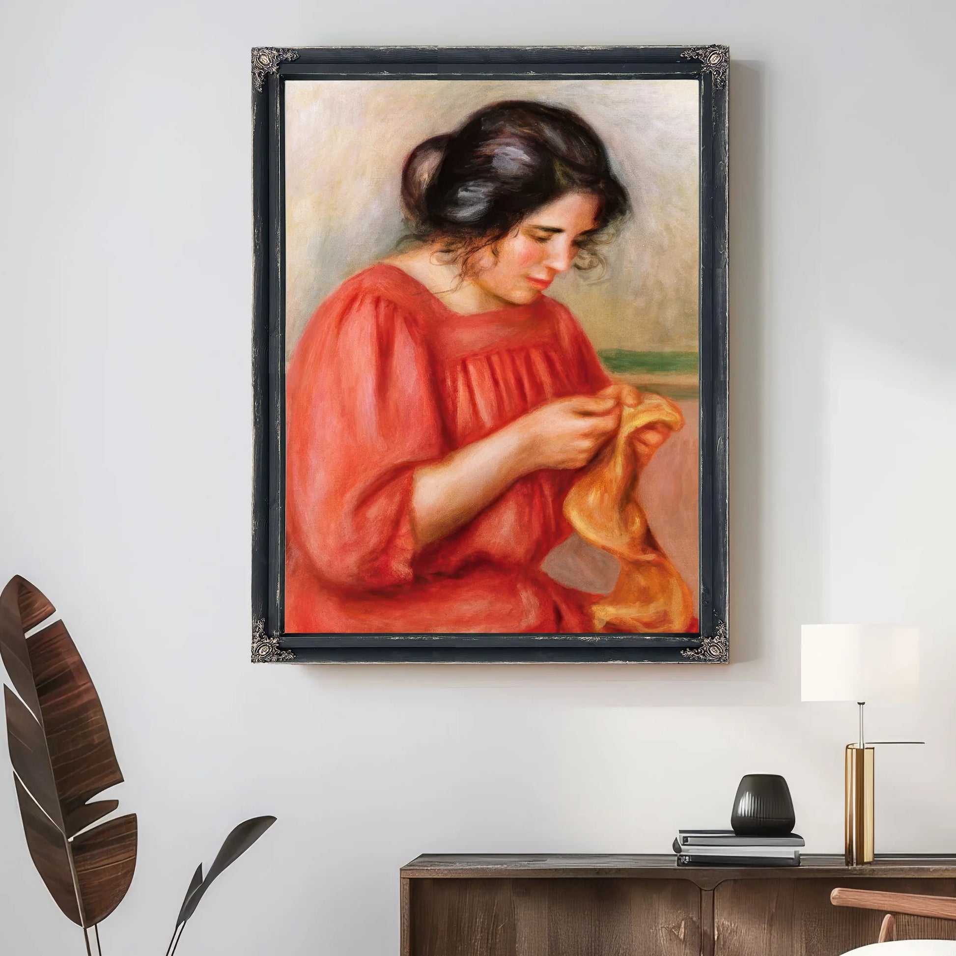 Gabrielle Darning By Pierre Auguste Renoir Fine Art Print