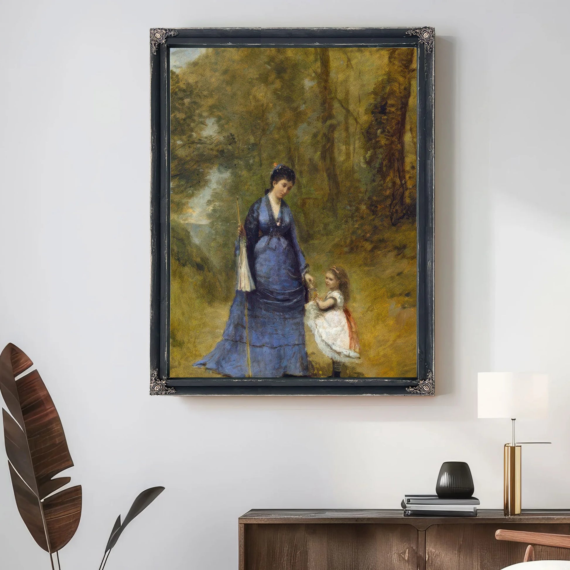 Madame Stumpf And Her Daughter Jean Baptiste By Camille Corot Fine Art Print