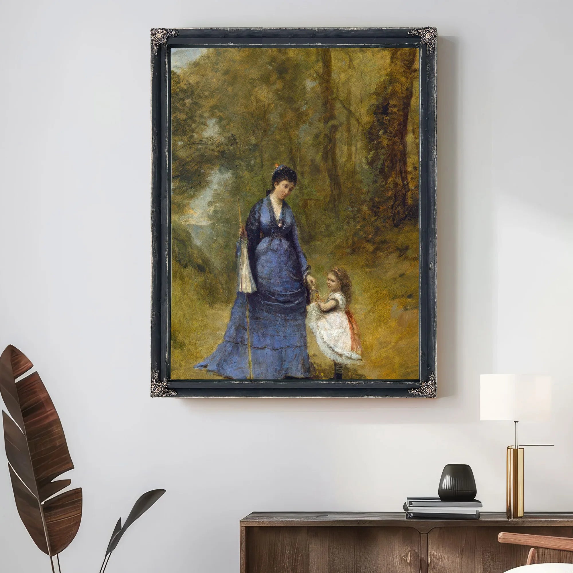 Madame Stumpf And Her Daughter Jean Baptiste By Camille Corot Fine Art Print