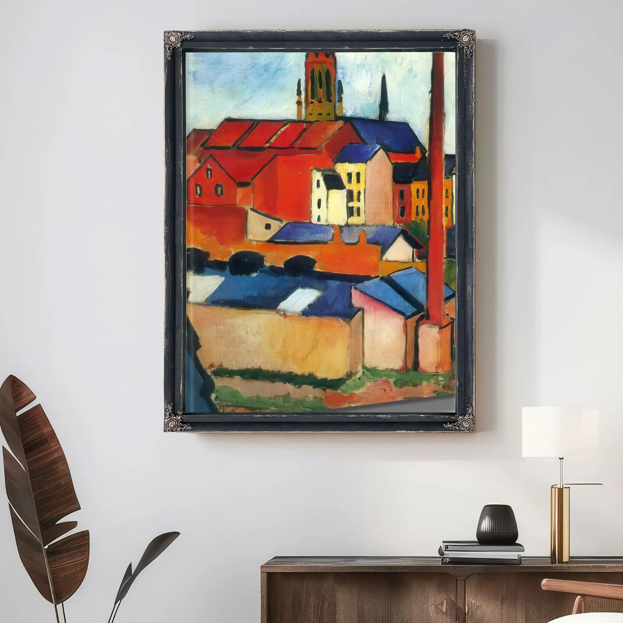The Church Of St Mary With Houses And A Chimney By August Macke Fine Art Print