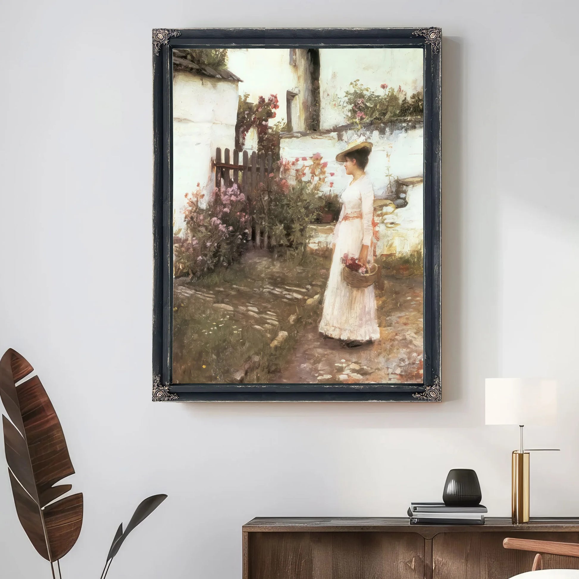 Gathering Flowers In A Devonshire Garden 6 By John Waterhouse Fine Art Print
