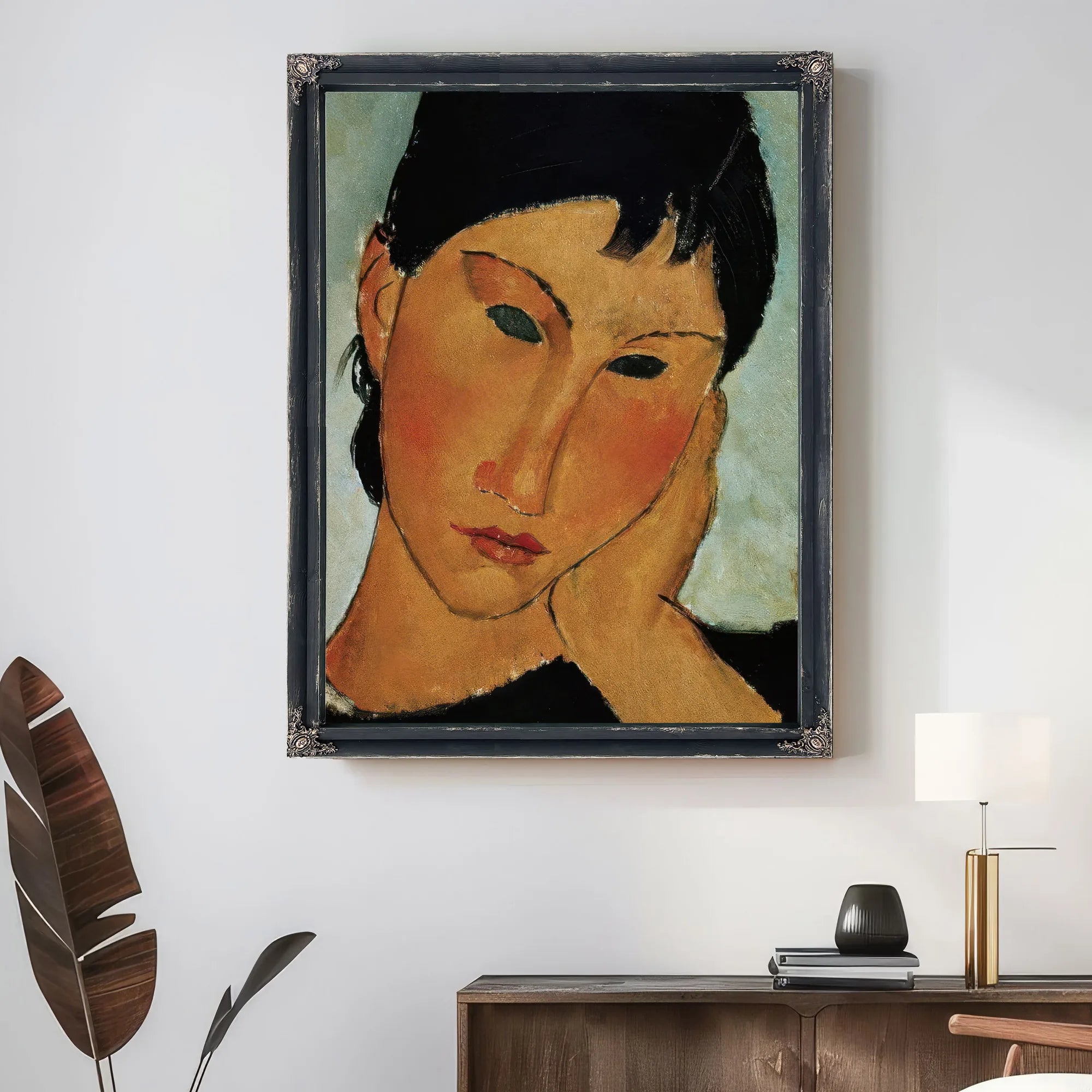 Detail Of Female Head From Elvira Resting At A Table By Amedeo Modigliani Fine Art Print