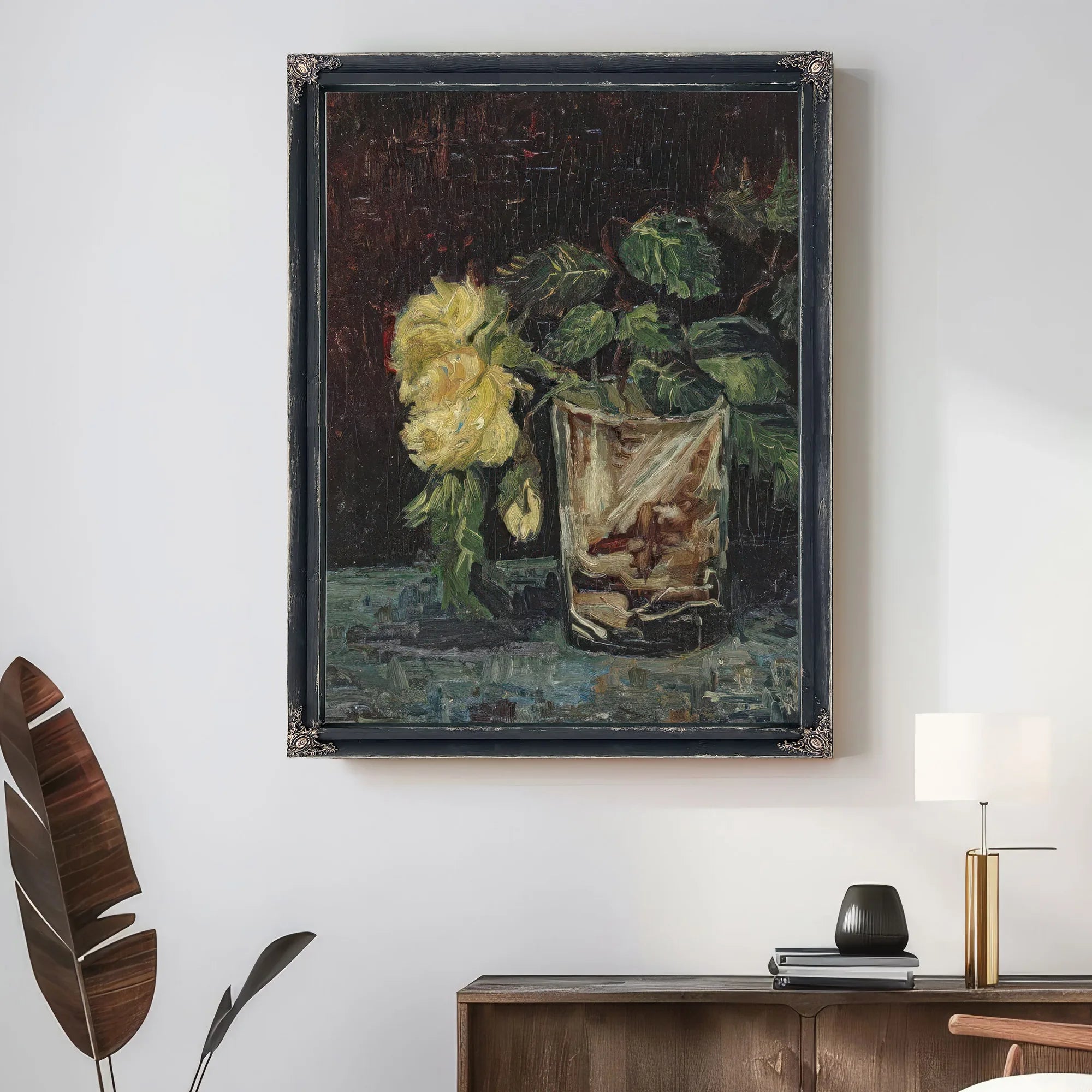 Glass With Yellow Roses By Vincent Van Gogh Fine Art Print