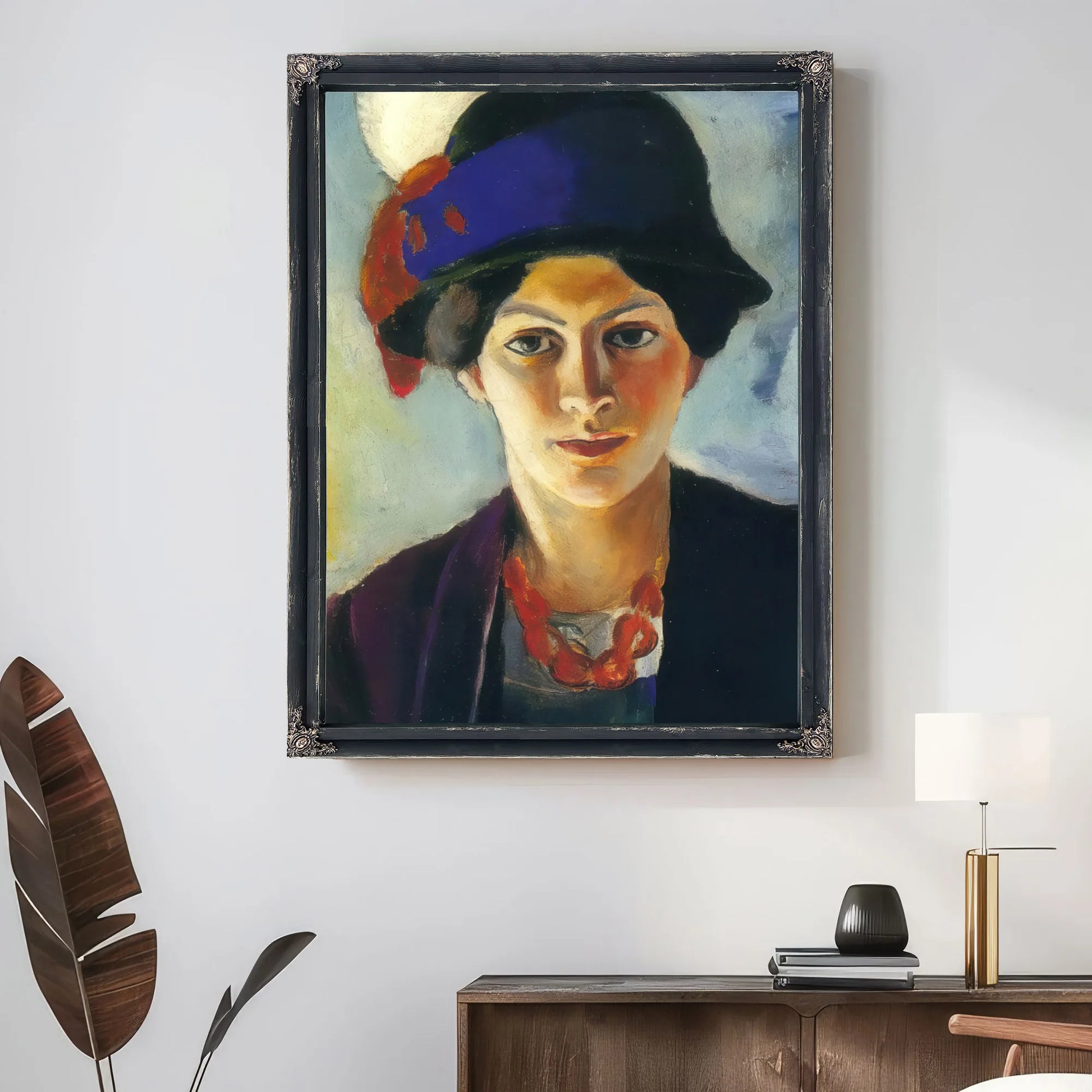 Portrait Of The Painters Wife With Hat By August Macke Fine Art Print