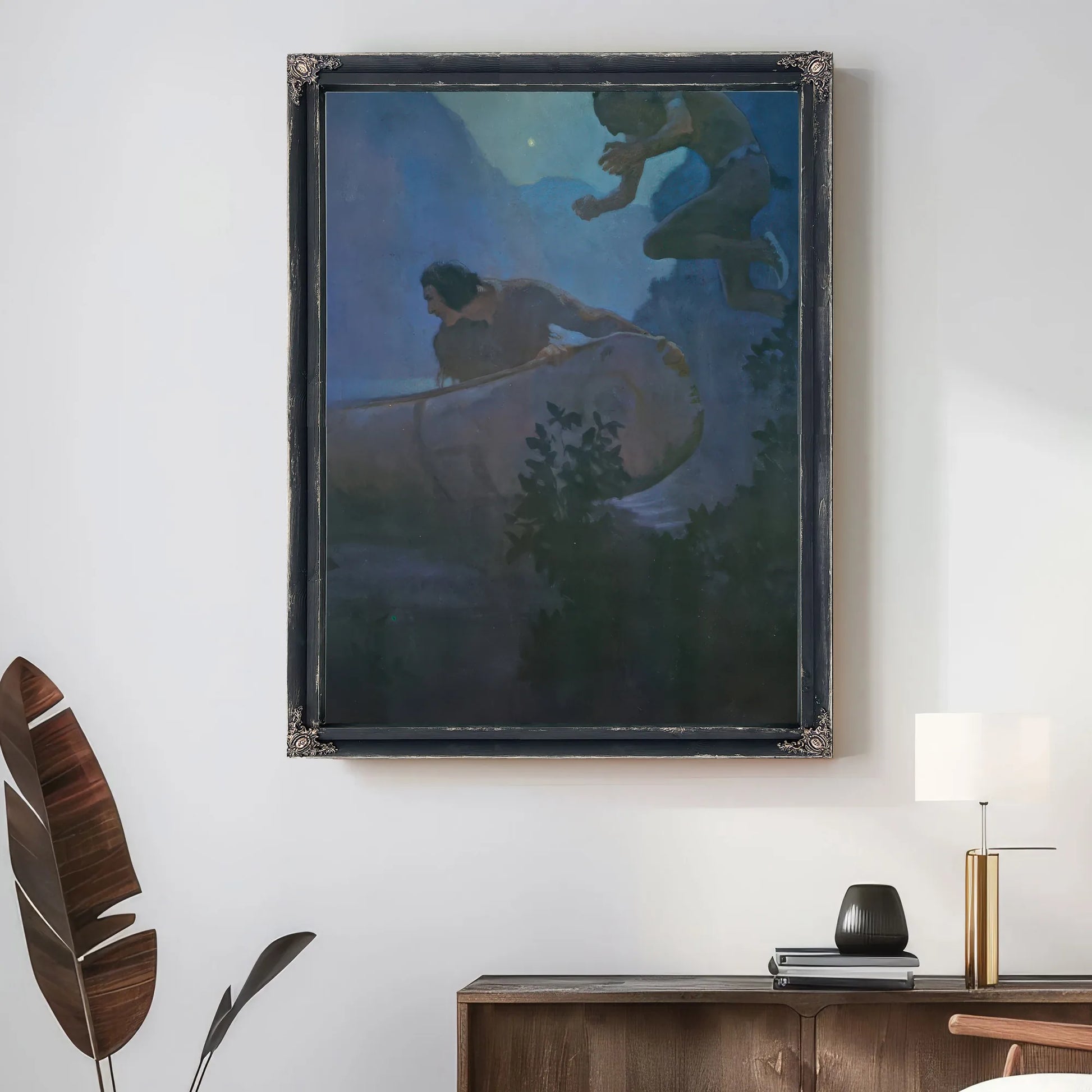 Deerslayer Threw All His Force Into A Desperate Effort By NC Wyeth Fine Art Print