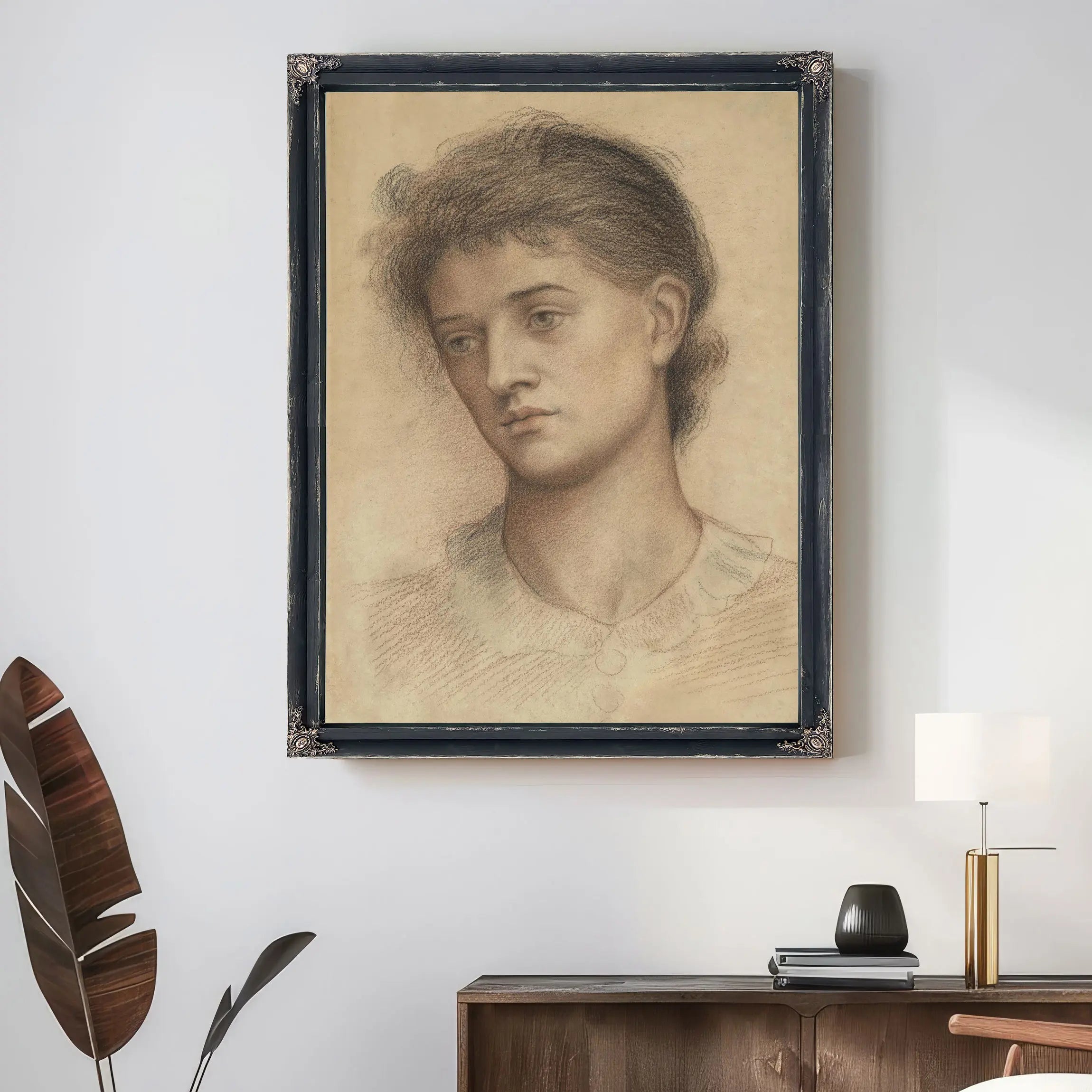  Portrait Head Of A Woman Probably A Member Of The Mur by Evelyn De Morgan