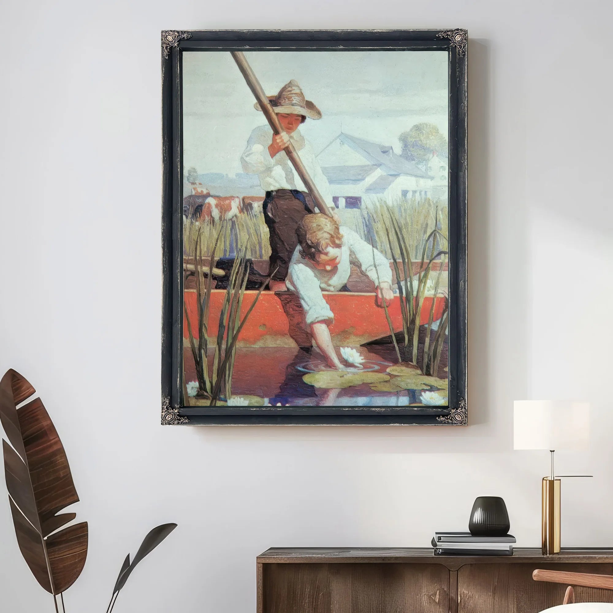 Two Boys In A Punt By NC Wyeth Fine Art Print