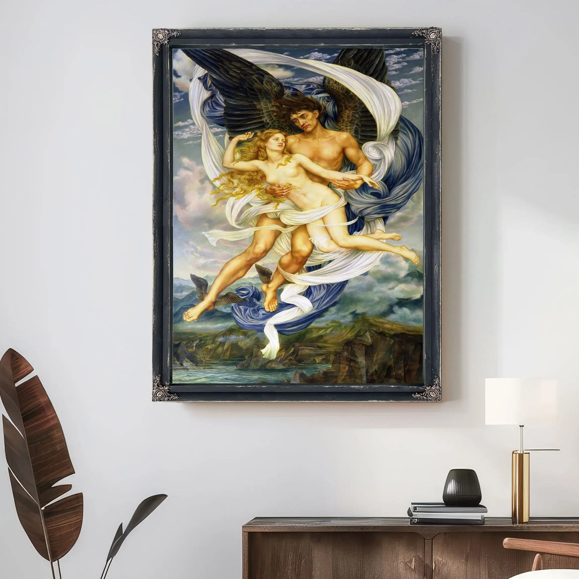 Boreas And Oreithyia 1896 by Evelyn De Morgan