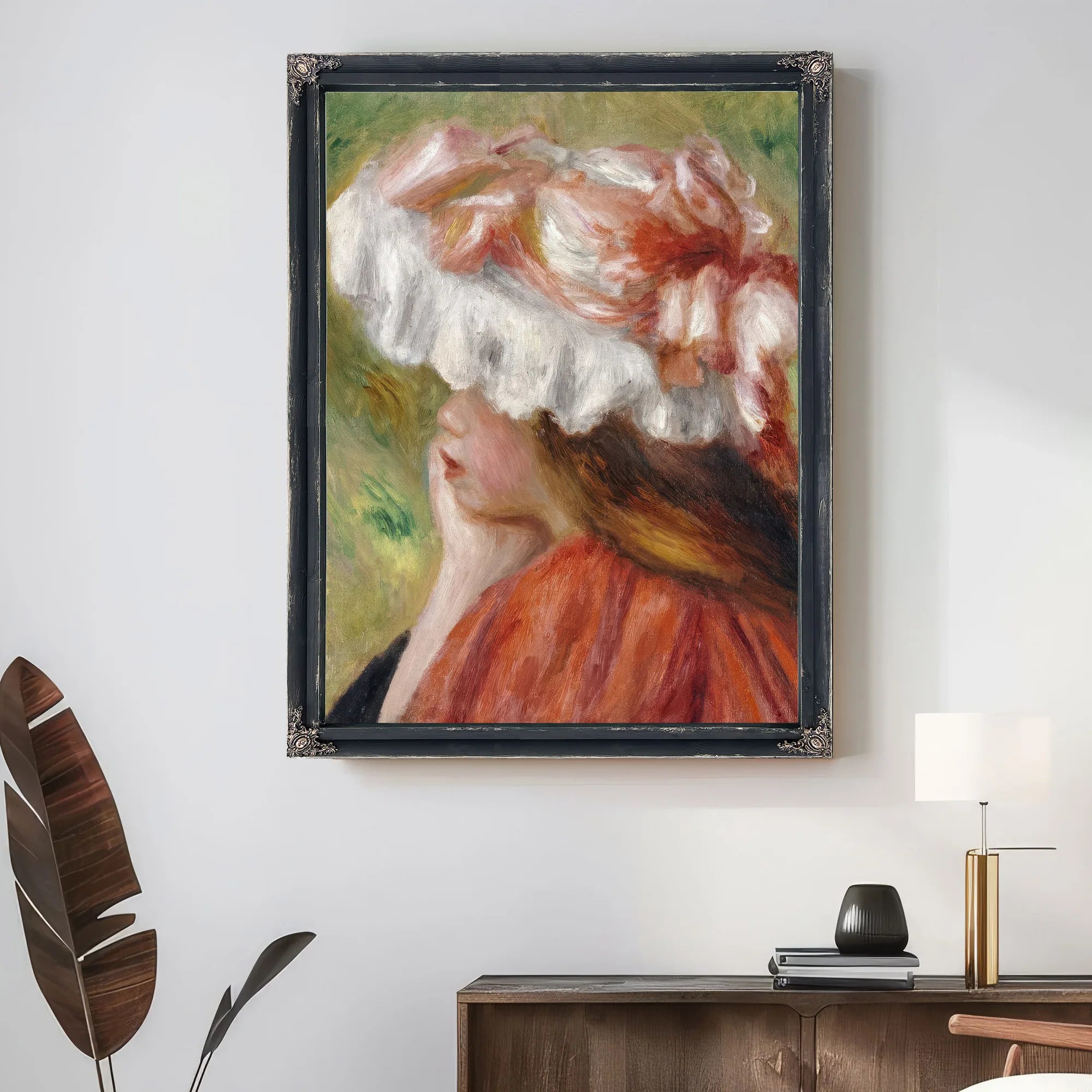 Head Of A Young Girl In A Red Hat By Pierre Auguste Renoir Fine Art Print