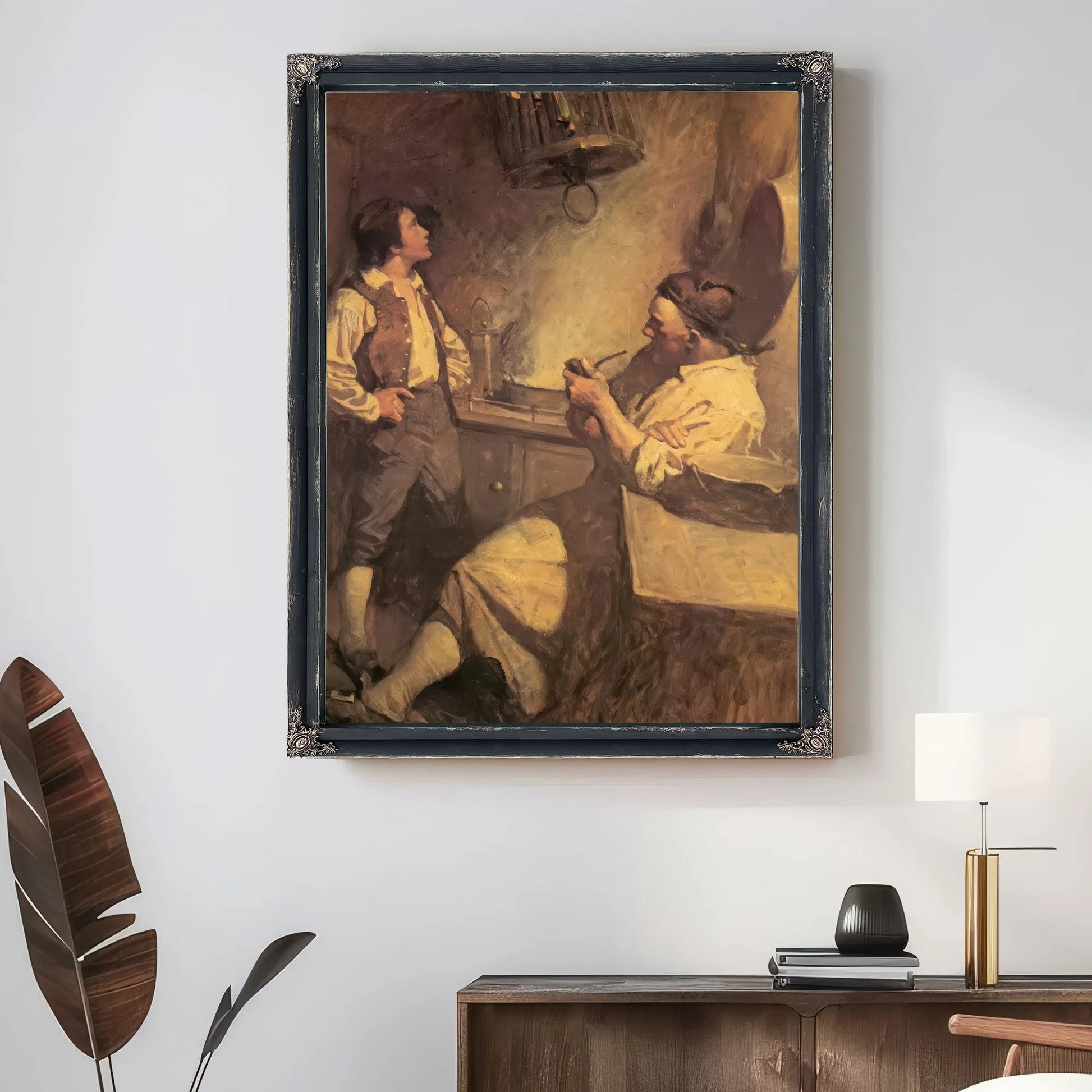 Long John Silver And Hawkins By NC Wyeth Fine Art Print
