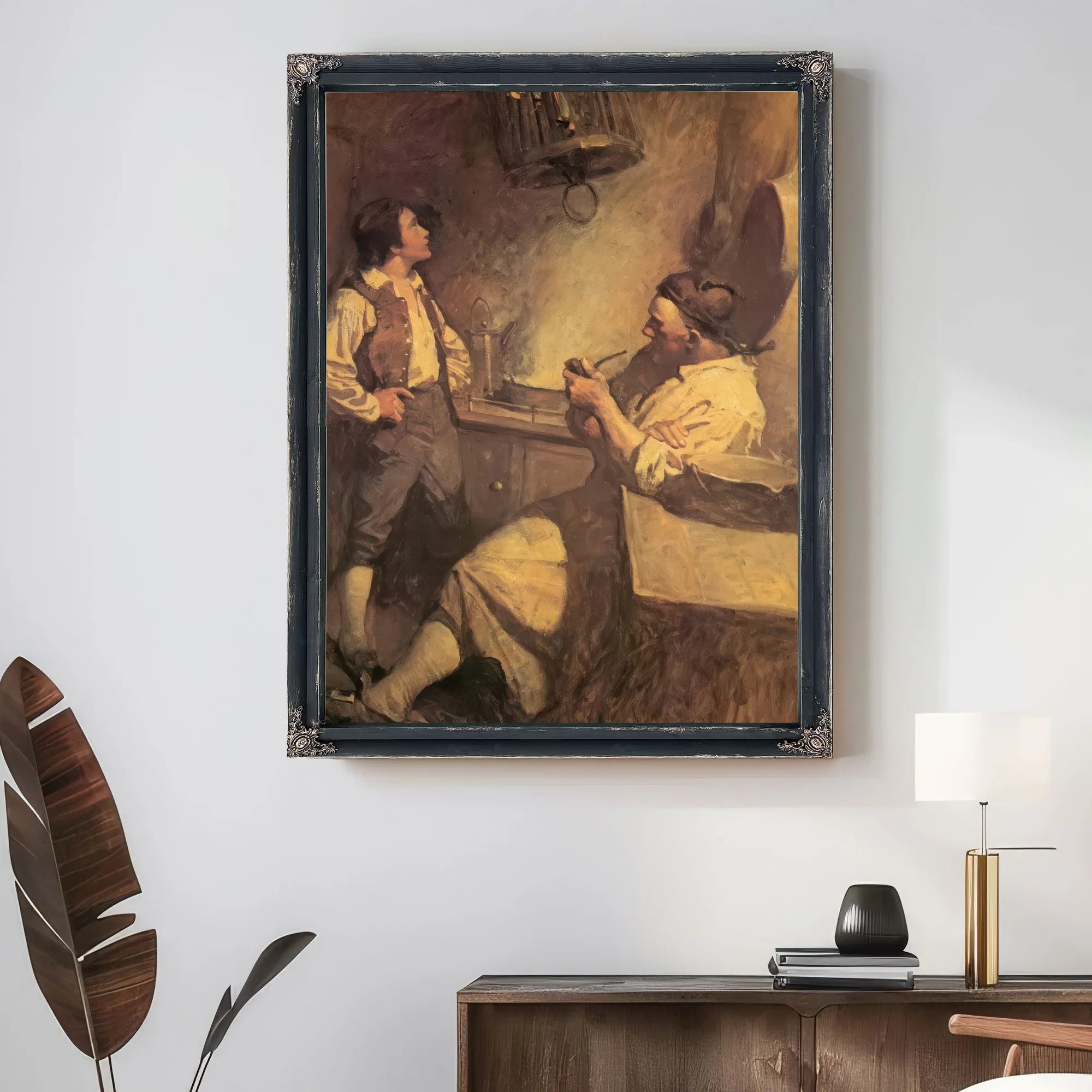 Long John Silver And Hawkins By NC Wyeth Fine Art Print