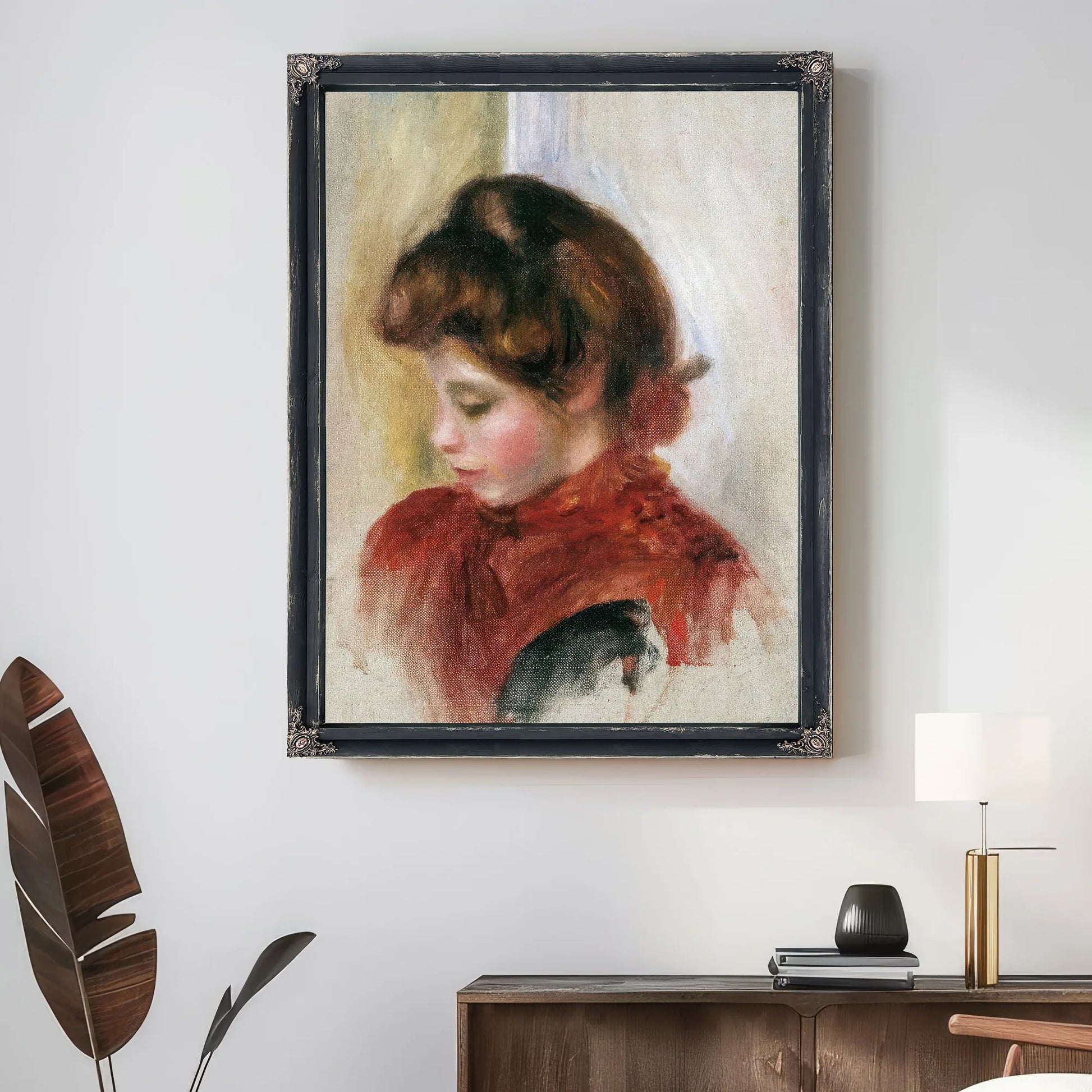 Girl In A Red Scarf By Pierre August Renoir Fine Art Print