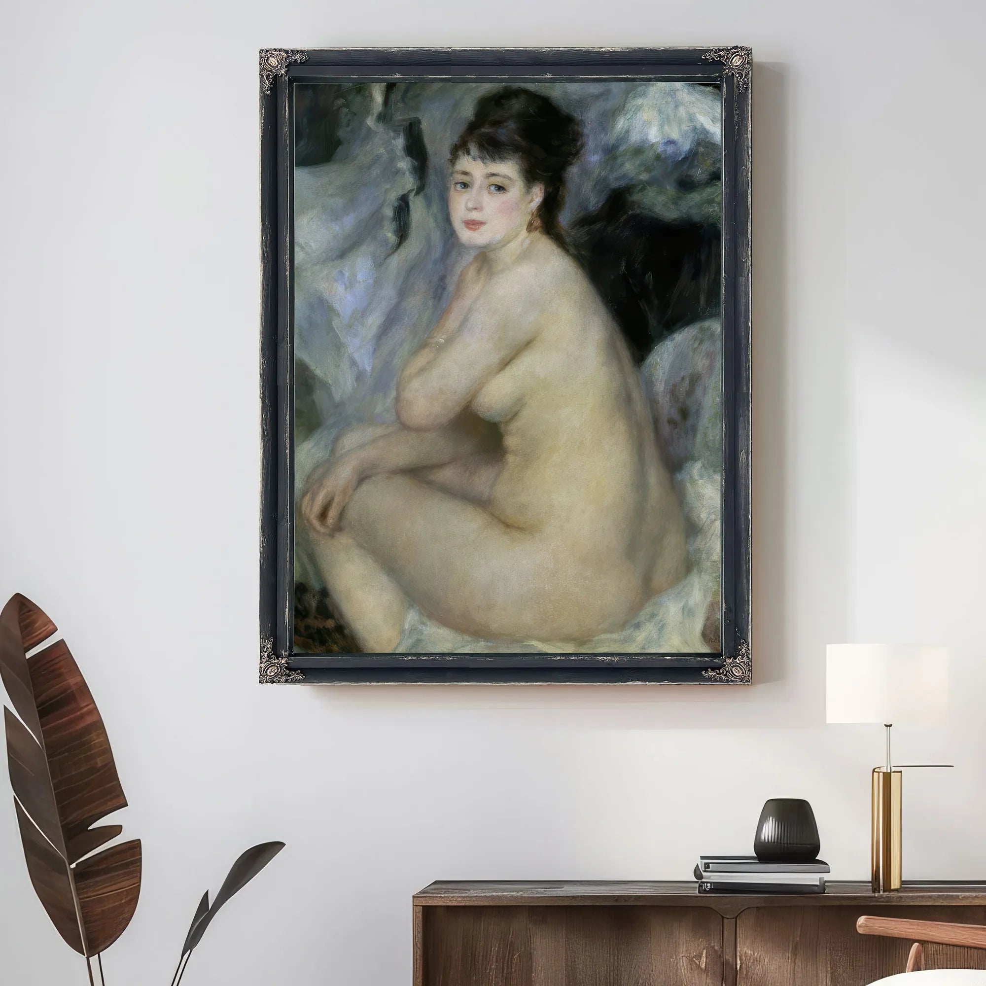 Nude, Or Nude Seated On A Sofa By Pierre Auguste Renoir Fine Art Print