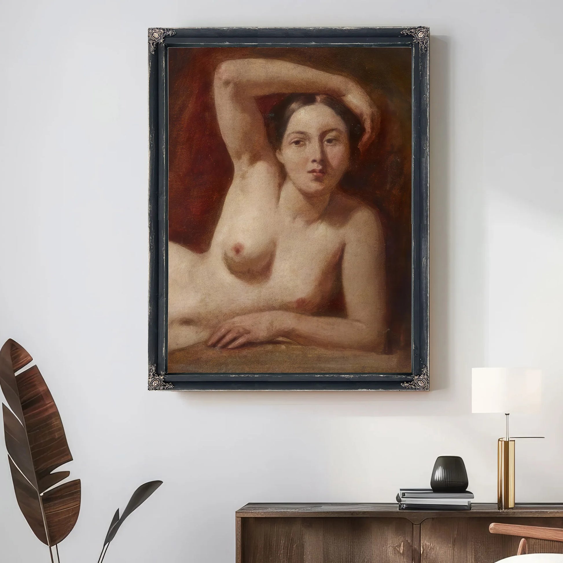 Half Figure Of A Female Nude Reclining By William Etty Fine Art Print
