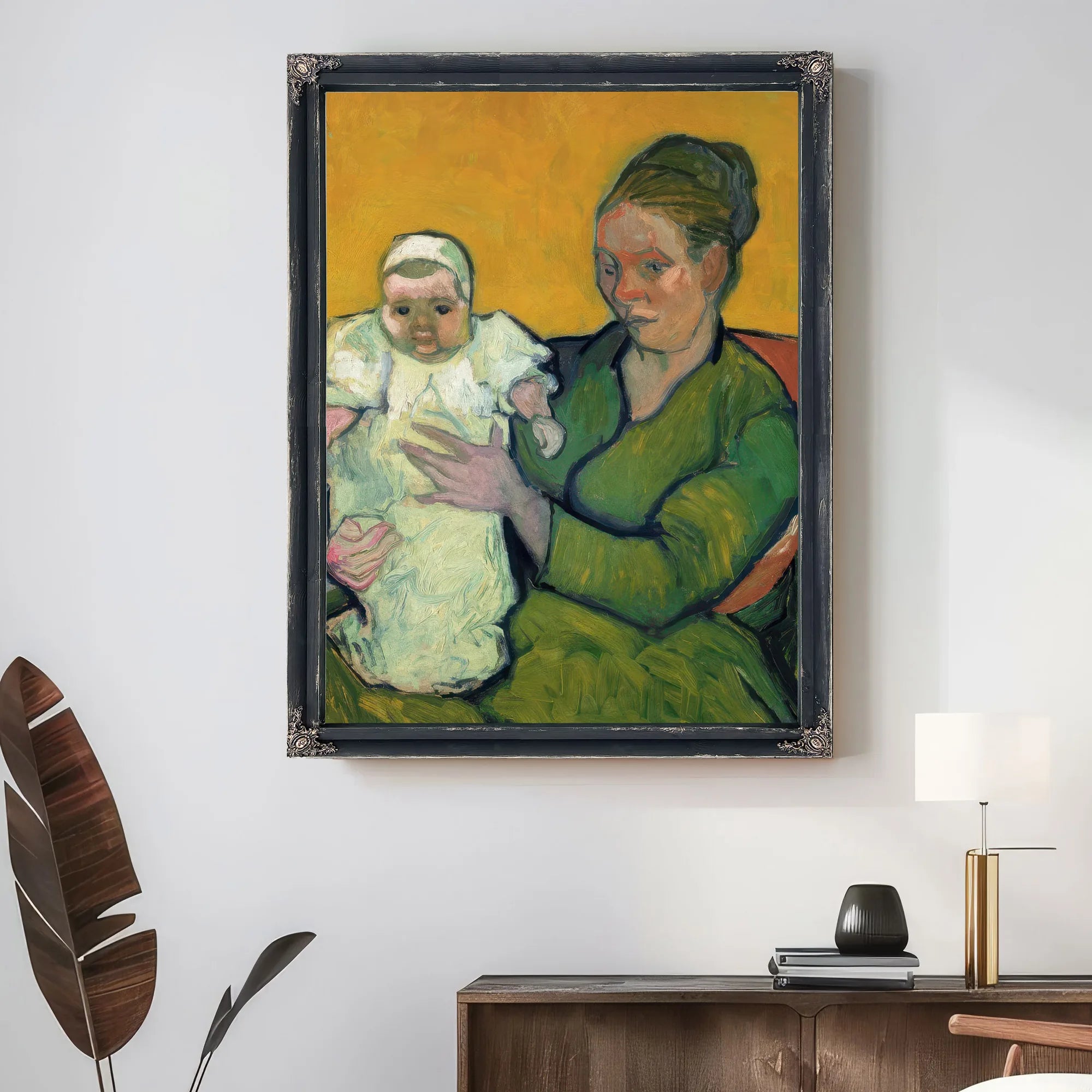 Portrait Of Madame Augustine Roulin And Baby Marcelle By Vincent Van Gogh Fine Art Print
