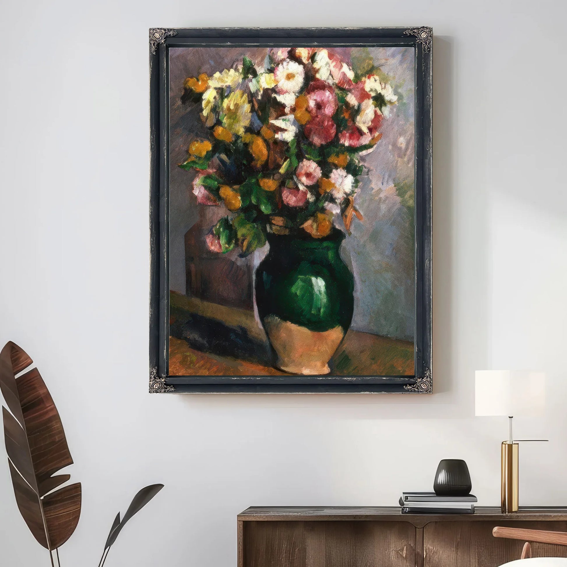 Still Life With Flowers In An Olive Jar By Paul Cezanne Fine Art Print