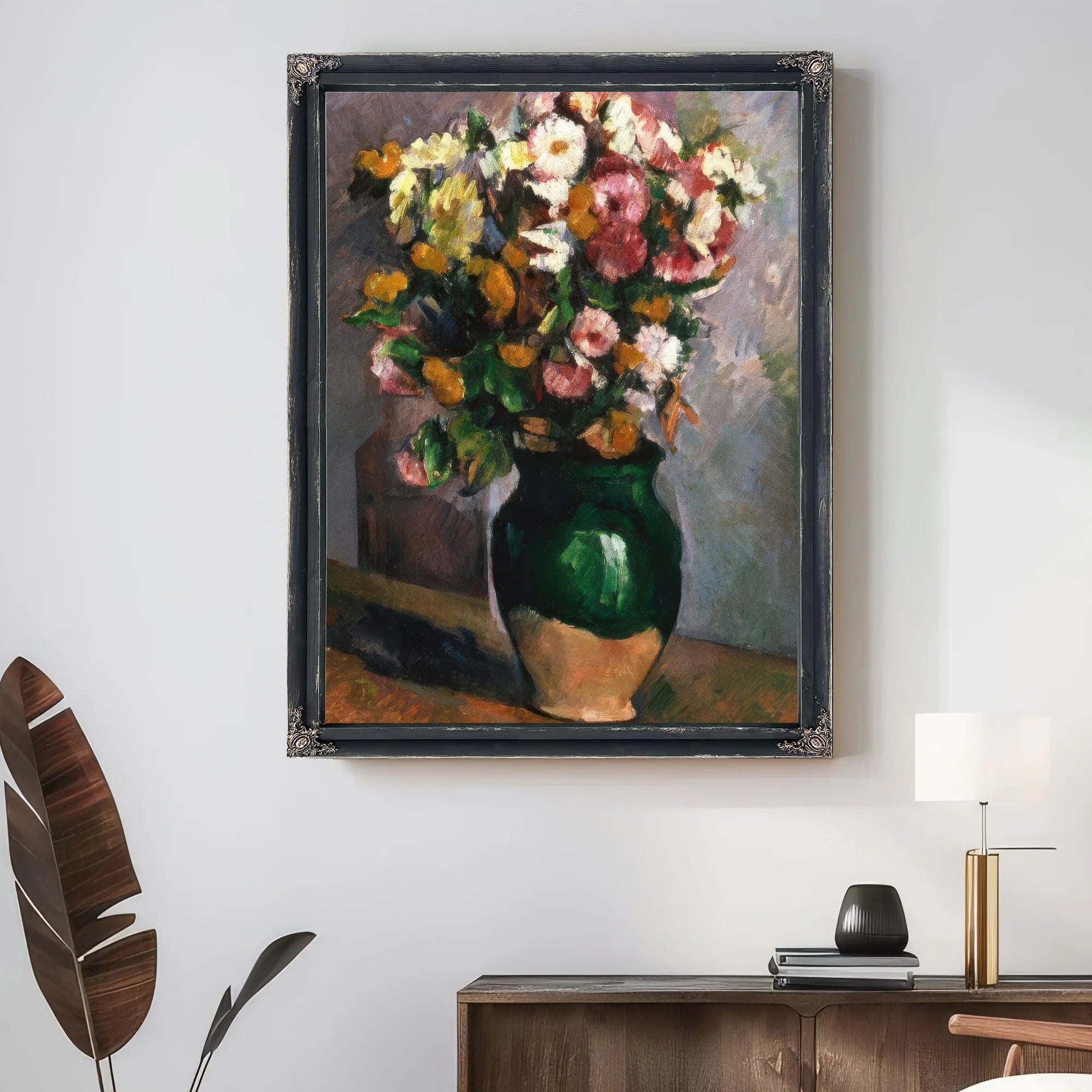 Still Life With Flowers In An Olive Jar By Paul Cezanne Fine Art Print