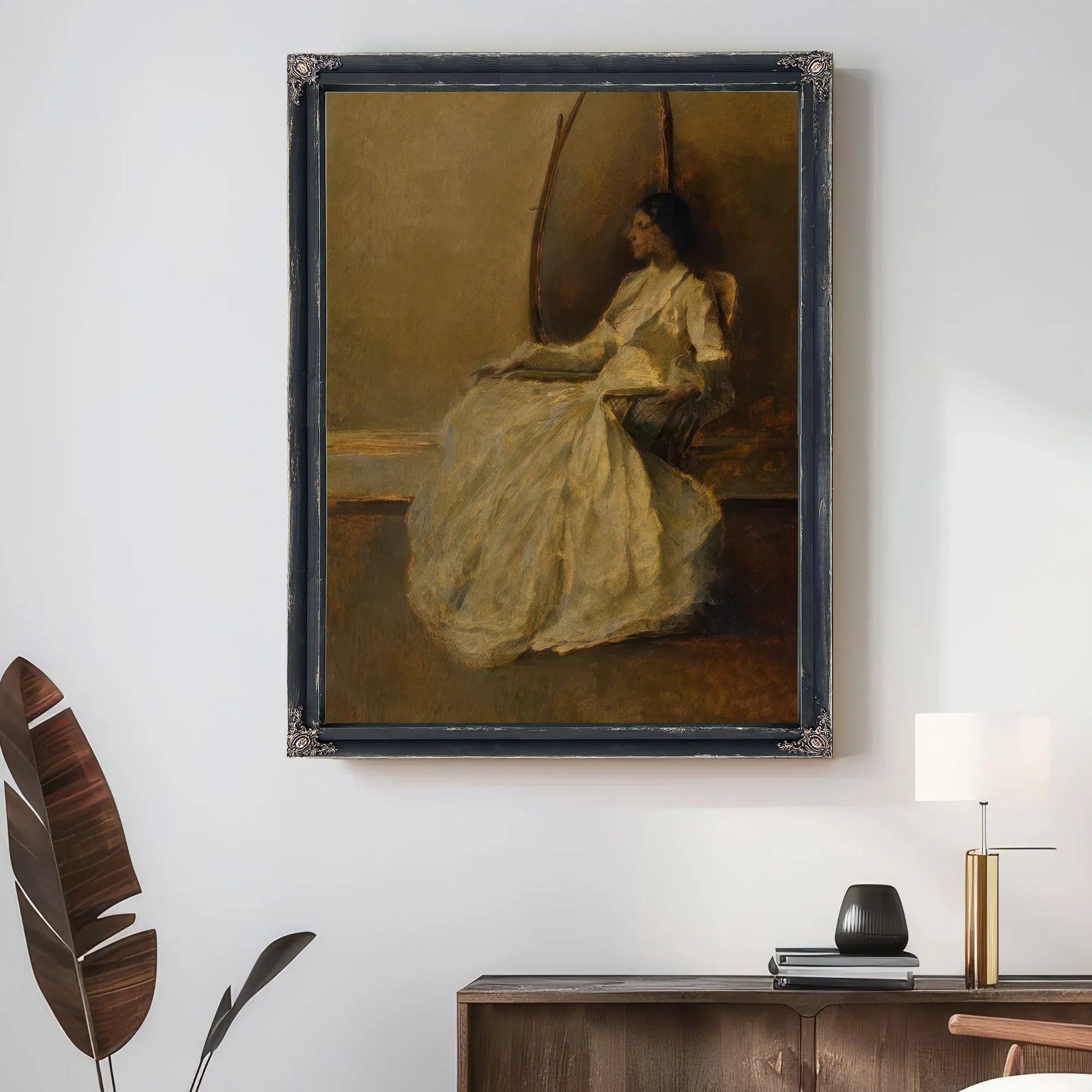 Lady In White By Thomas Wilmer Dewing Fine Art Print