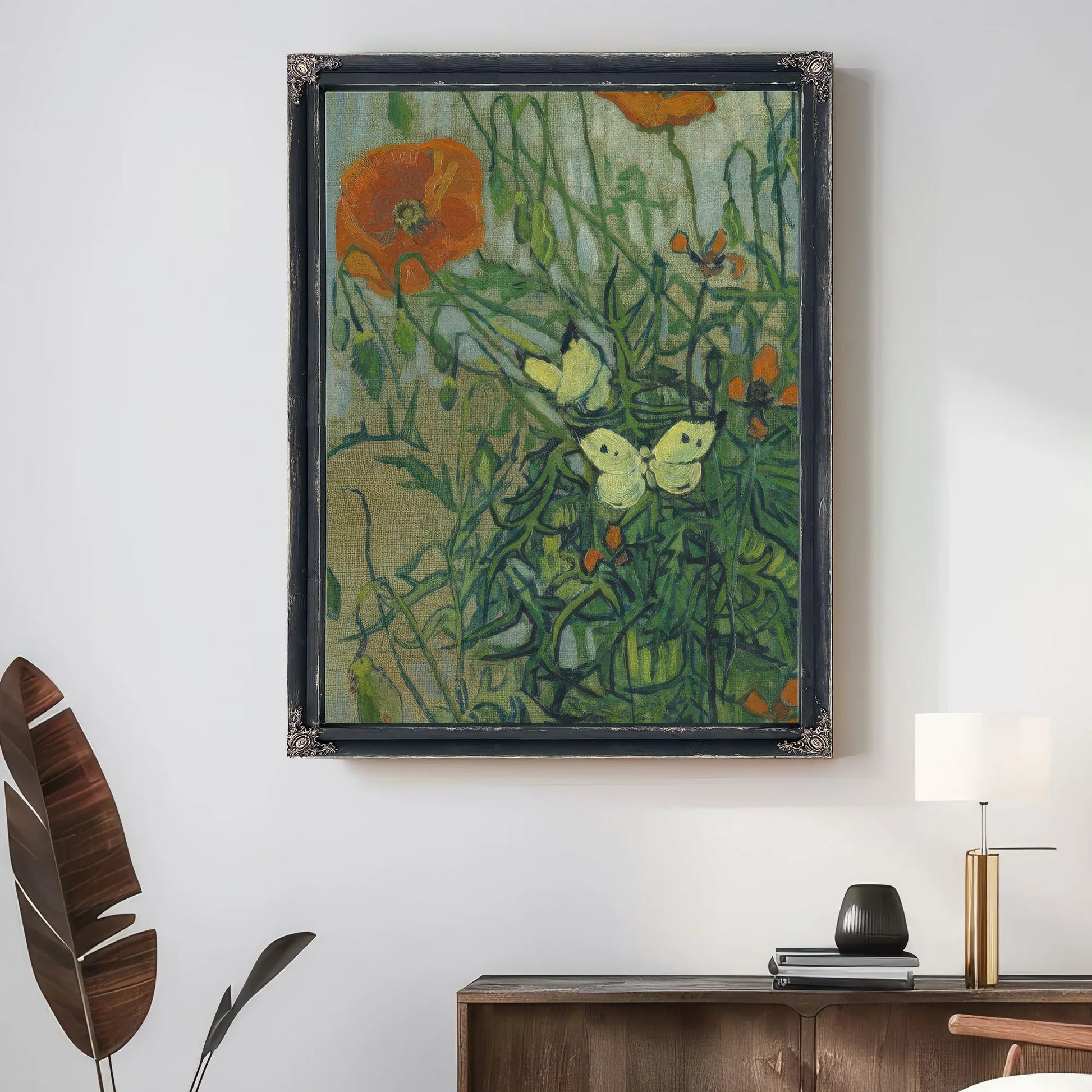 Butterflies And Poppies By Vincent Van Gogh Fine Art Print