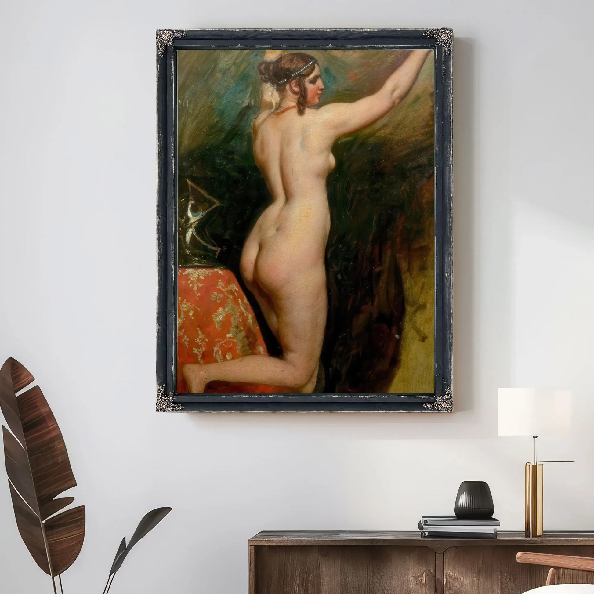 Standing Female Nude With Helmet By William Etty Fine Art Print
