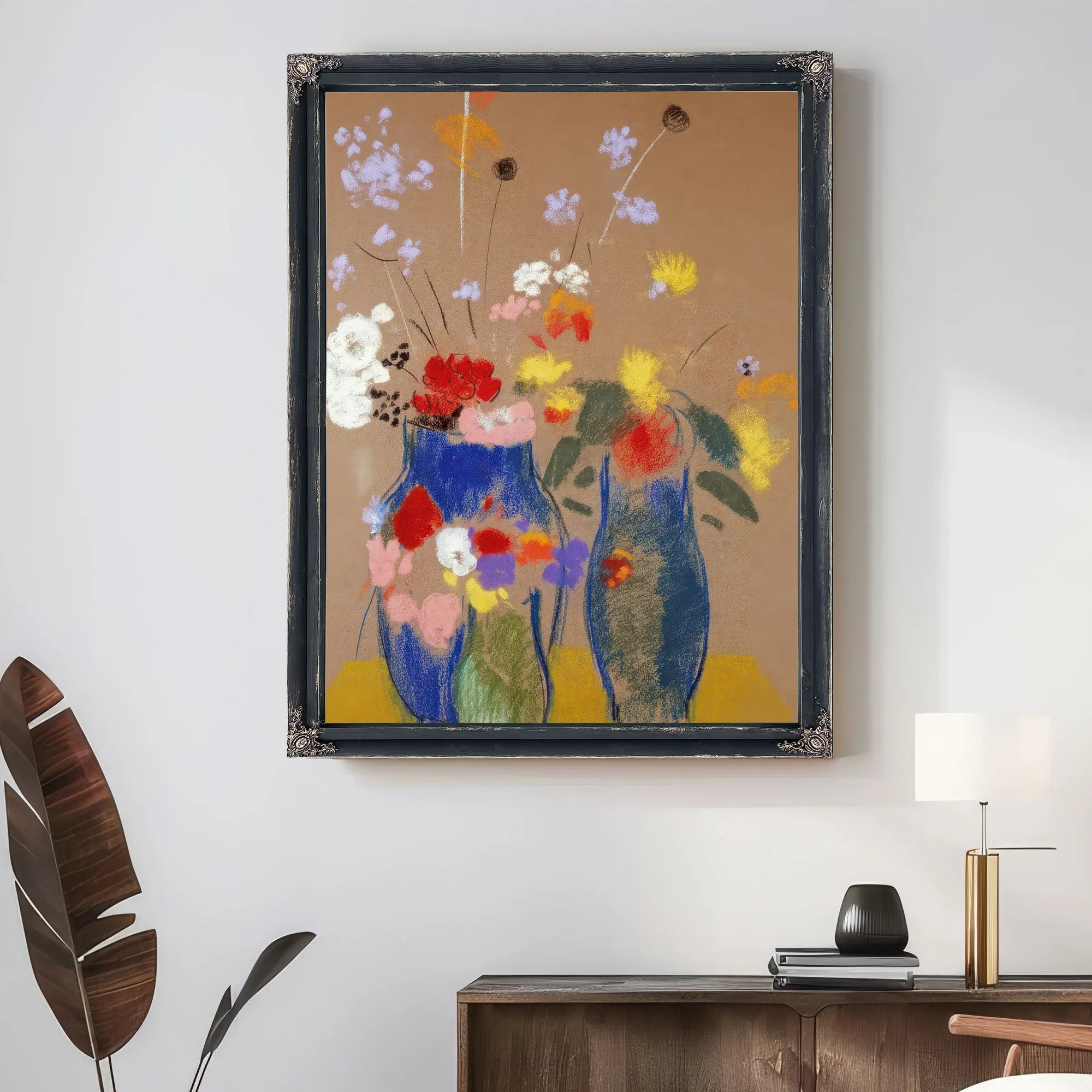 Three Vases Of Flowers By Odilon Redon Fine Art Print