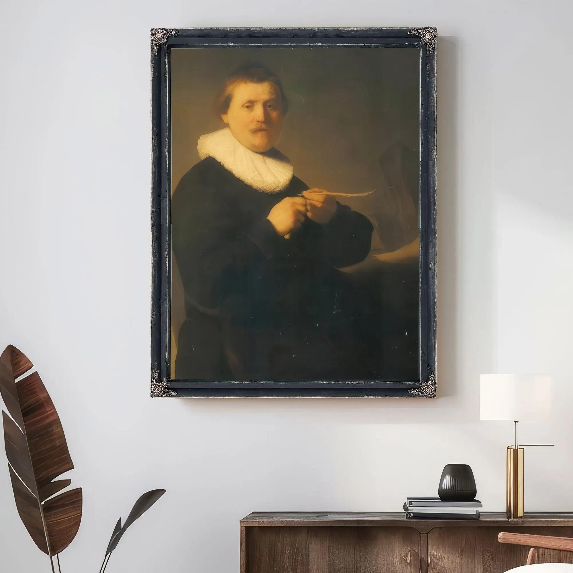 A Man Sharpening A Quill,C By Rembrandt Fine Art Print