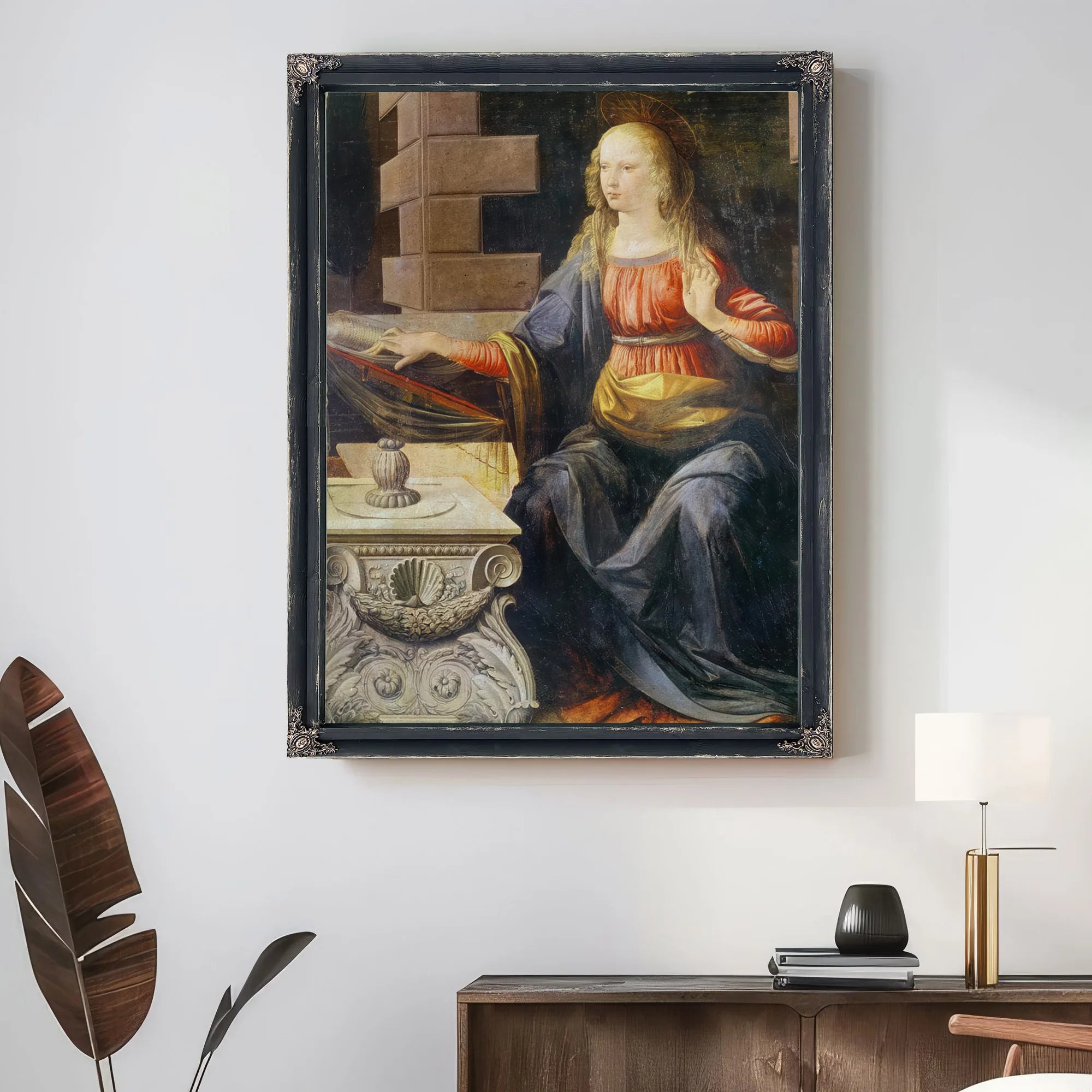 The Annunciation Detail Of The Virgin By Leonardo Da Vinci Fine Art Print