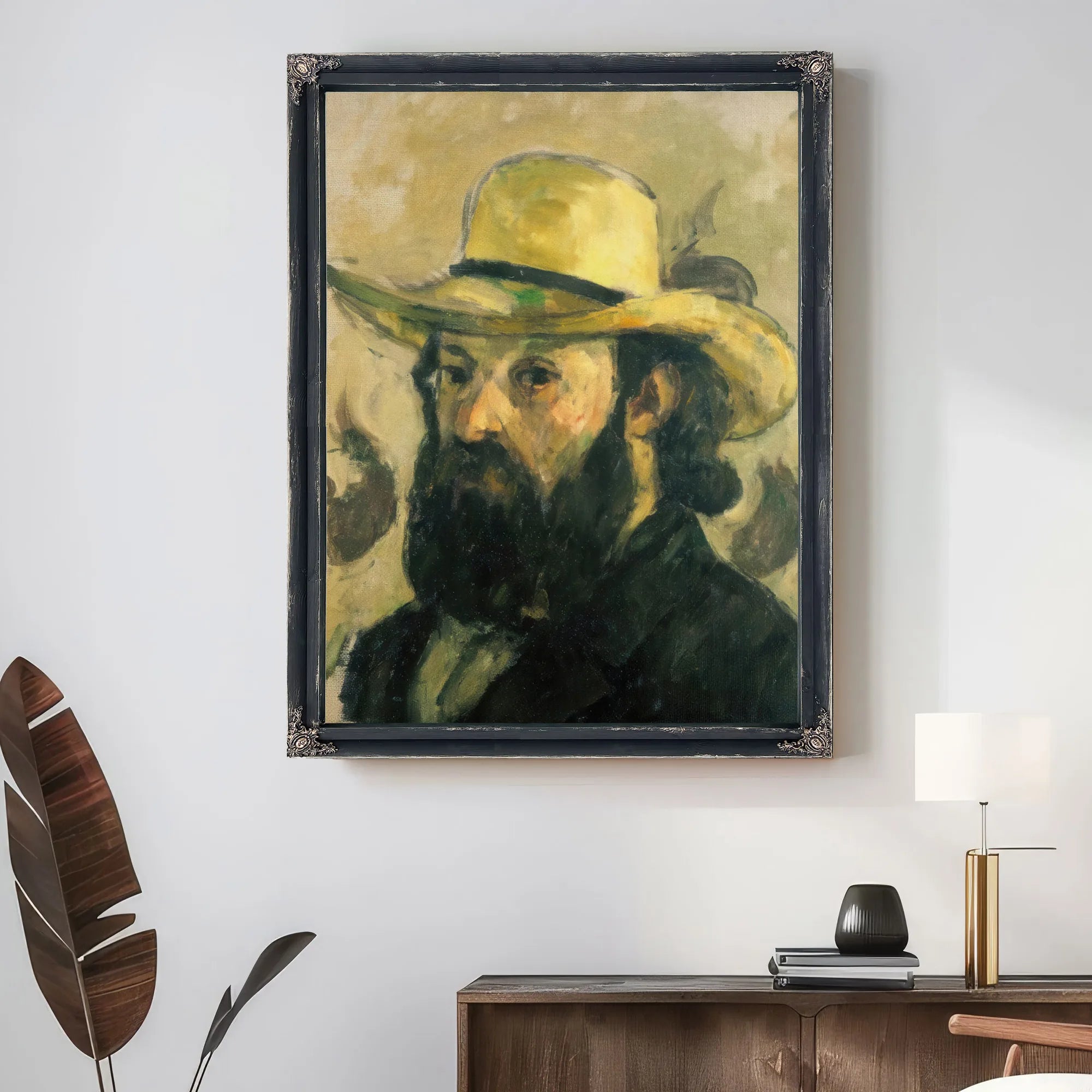 Self Portrait In A Straw Hat By Paul Cezanne Fine Art Print