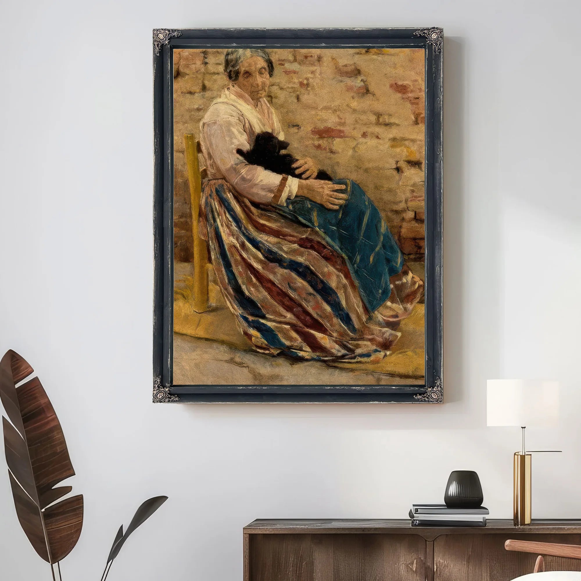 An Old Woman With Cat by Max Liebermann Fine Art Print