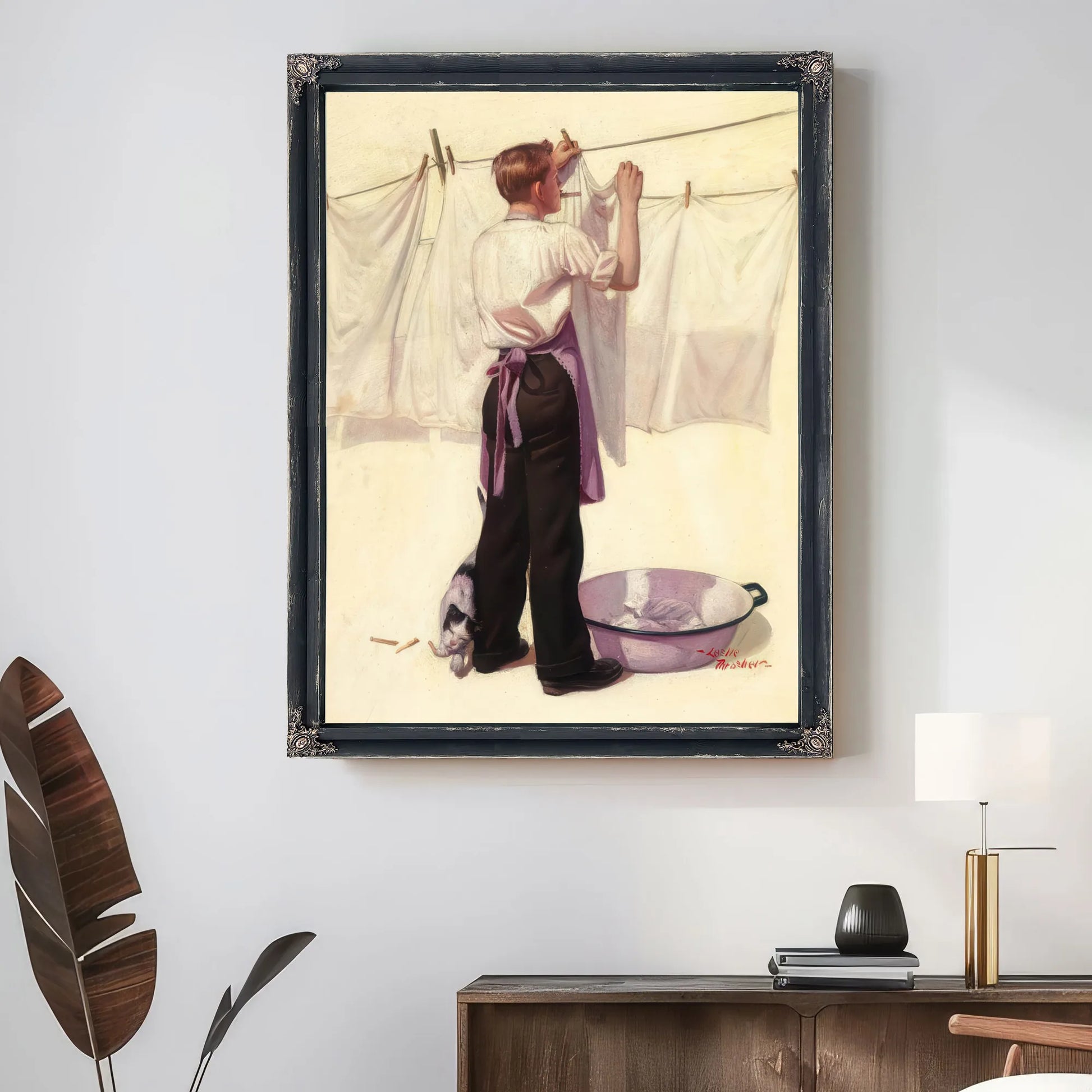 Hanging The Laundry Liberty Cover C. 1925 By Leslie Thrasher Fine Art Print