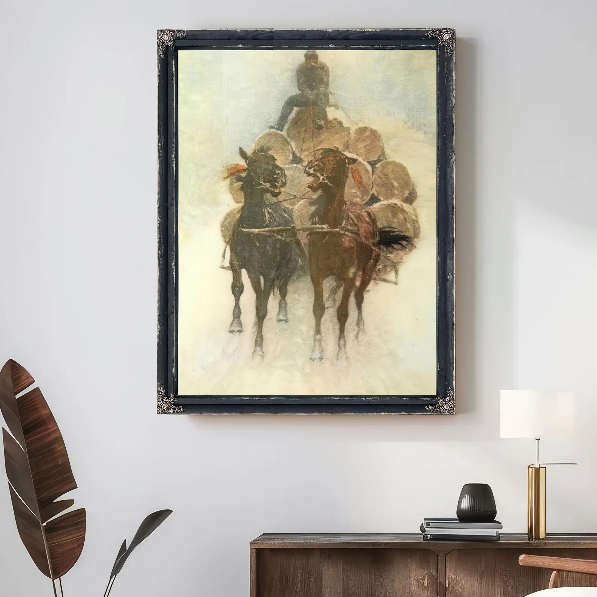 Hauling Logs To The River Aka The Tragedy Of The Trees Part Iii By Frederic Remington Fine Art Print