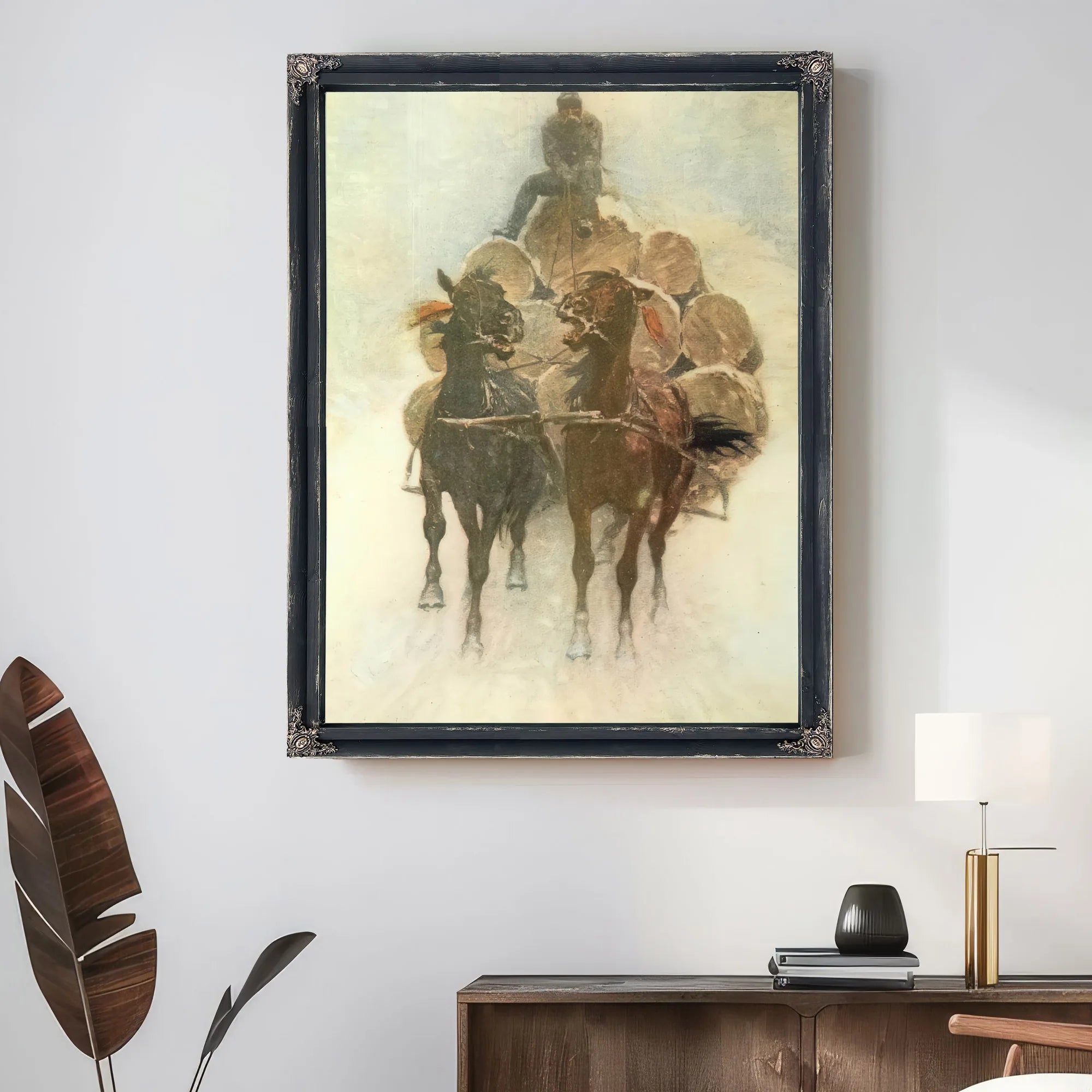 Hauling Logs To The River Aka The Tragedy Of The Trees Part Iii By Frederic Remington Fine Art Print