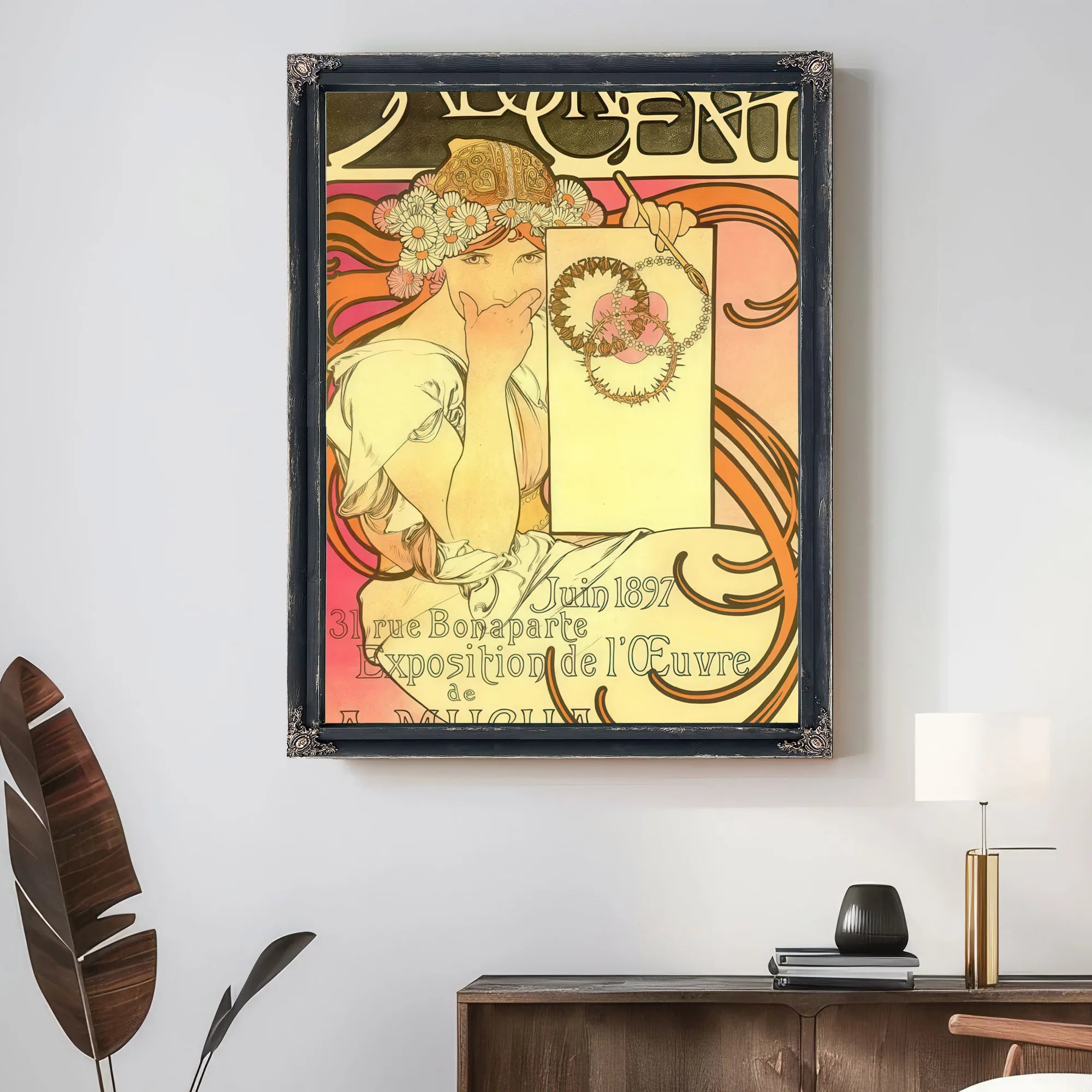Salon Des Cent Exhibition Of The Work Of A Mucha By Alphonse Mucha Fine Art Print