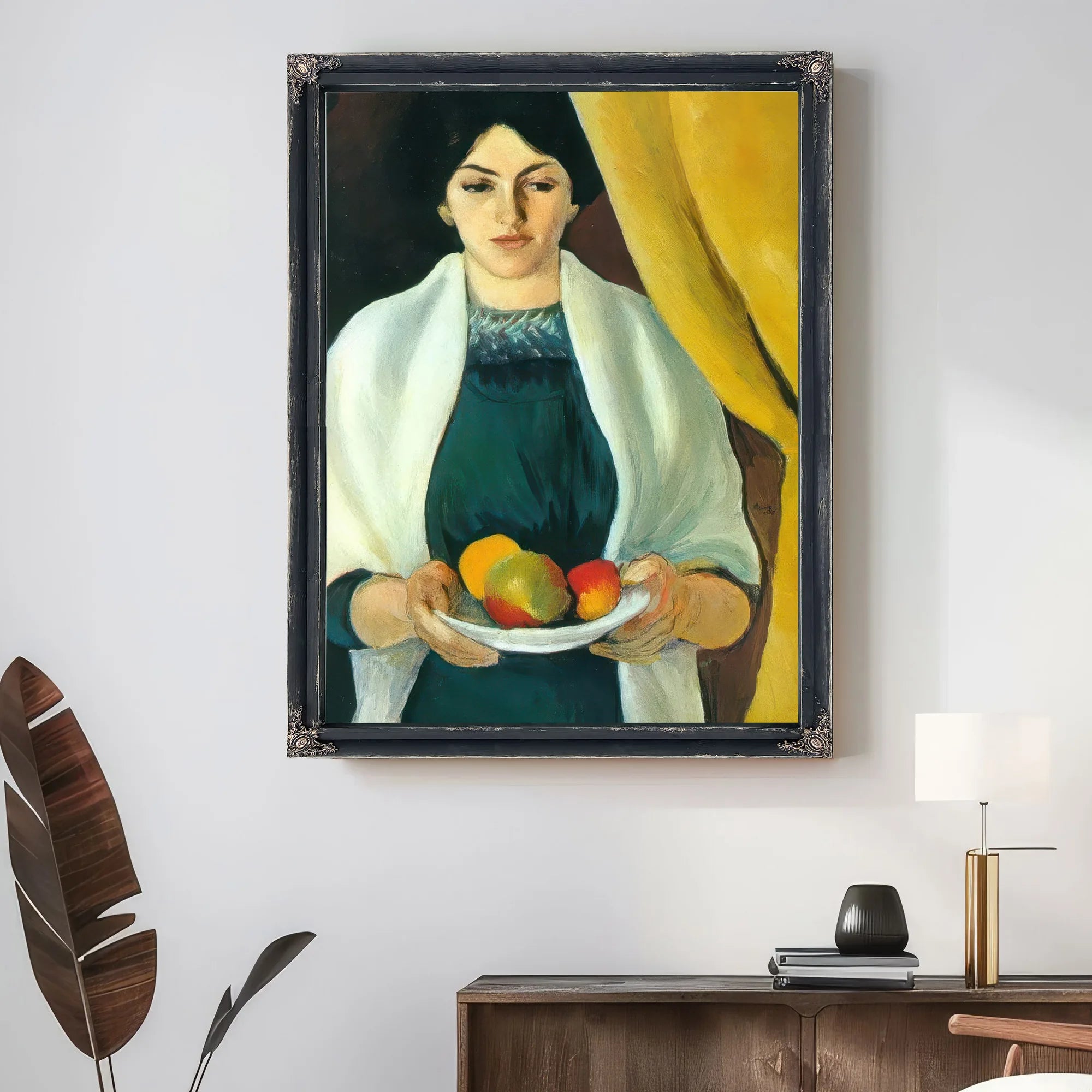 Portrait With Apples By August Macke Fine Art Print
