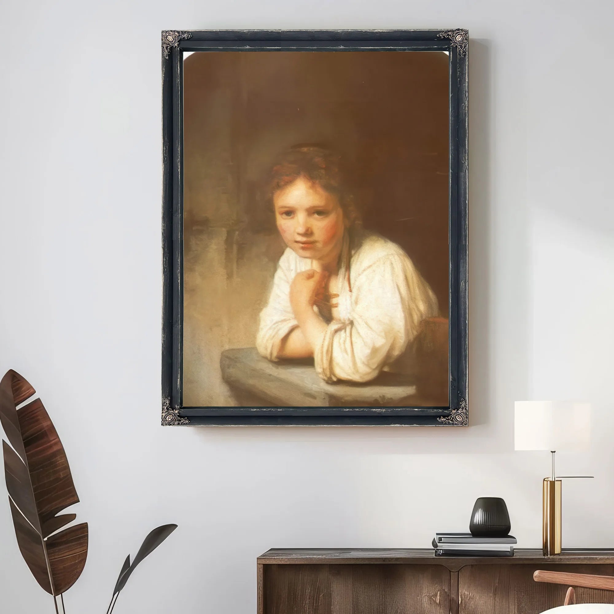 A Young Girl Leaning On A Window Sill 1645 By Rembrandt Fine Art Print