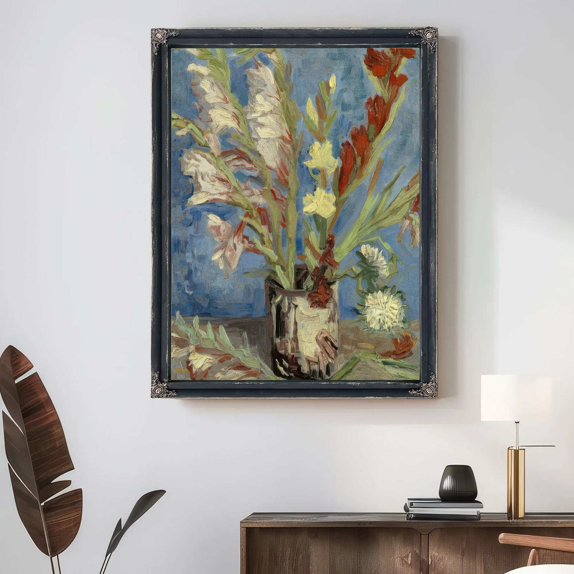 Vase With Gladioli And Chinese Asters By Vincent Van Gogh Fine Art Print